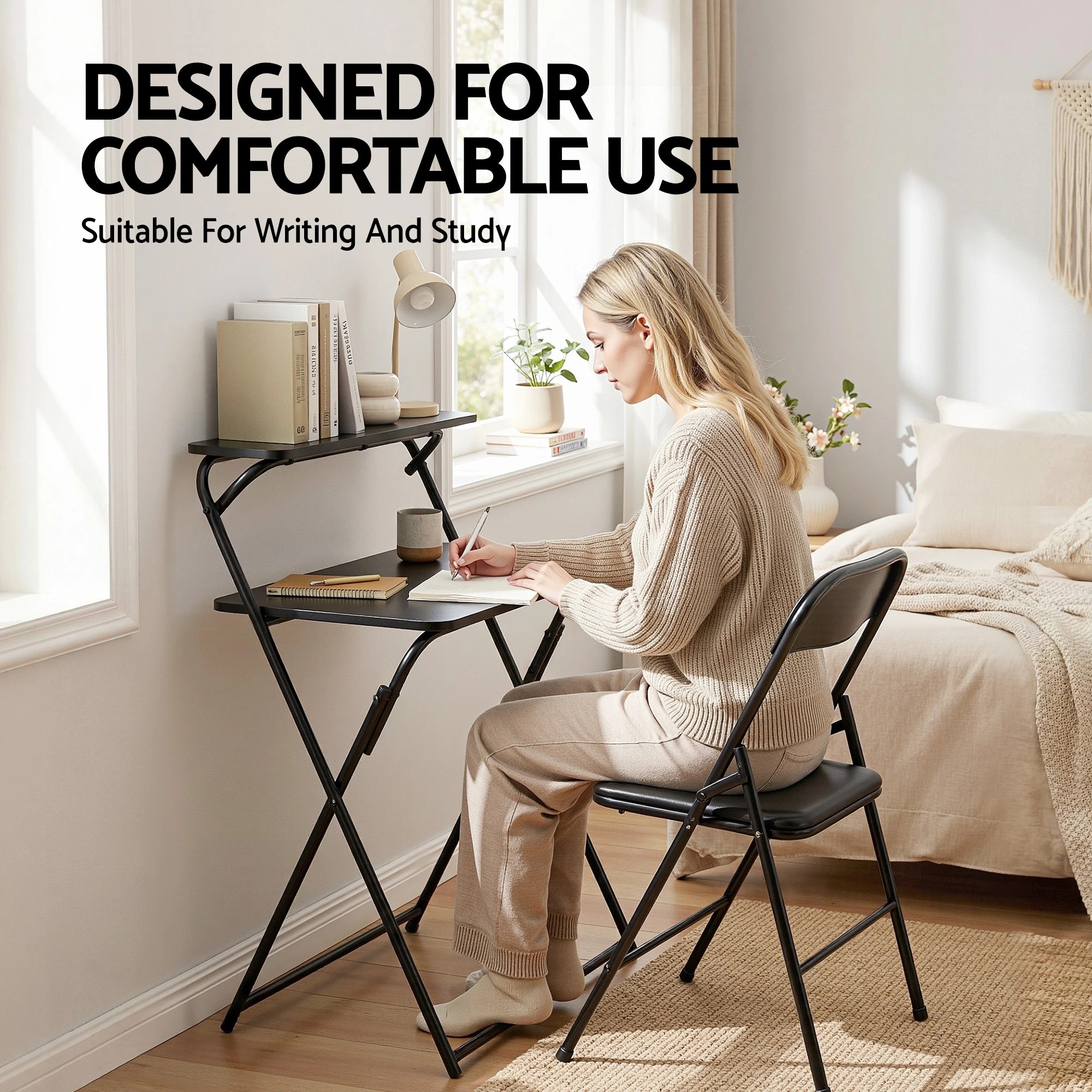 3 Artiss Laptop Desk Foldable Study Desk Home Office - Black, 3 of 6