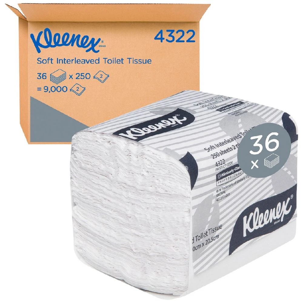 1 Kleenex Executive Soft Interleaved 2 Ply Toilet Paper 36 Pack, 1 of 3