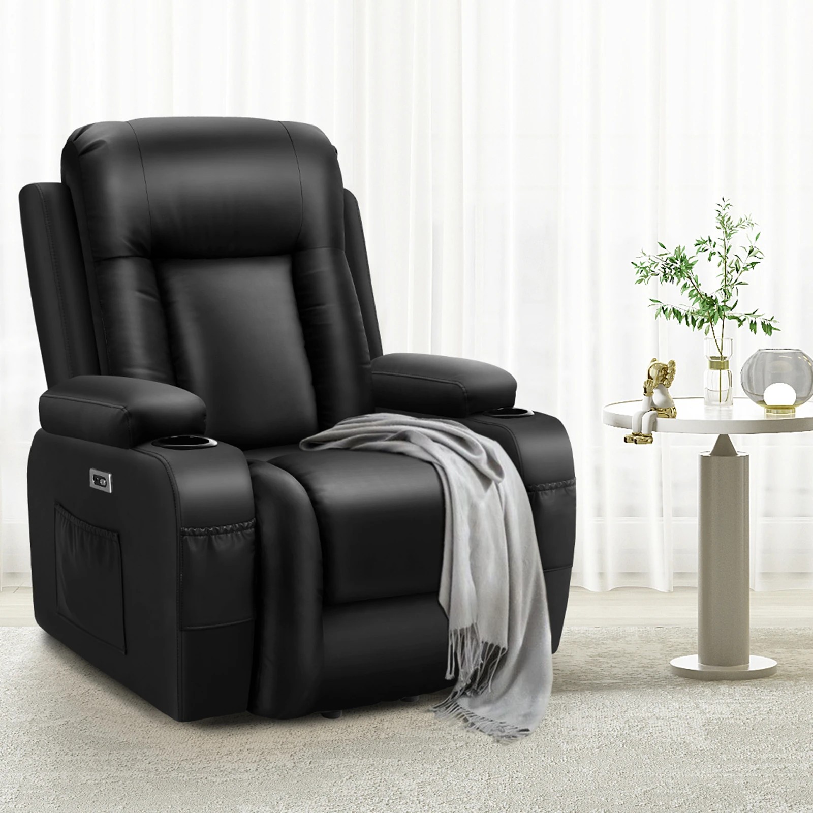 5 Alfordson Recliner Chair Electric Lift Heated Massage Armchair Lounge Sofa - Black, 5 of 9