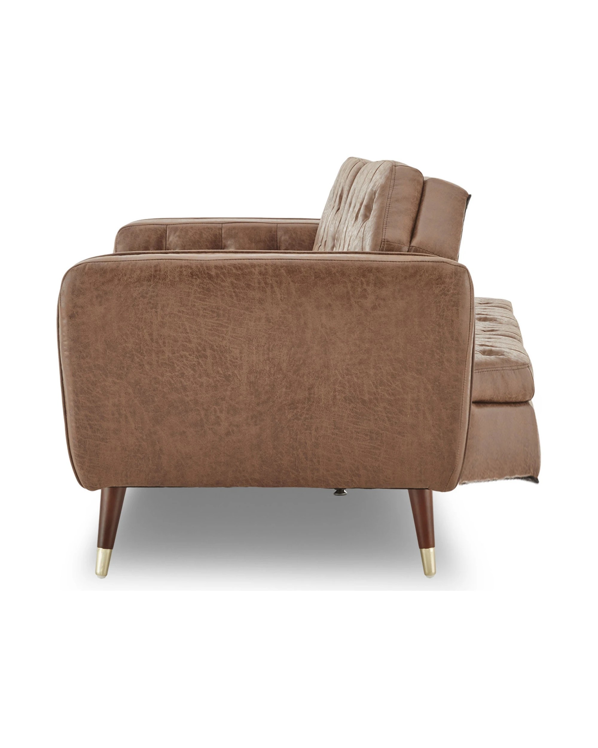 5 Sarantino Faux Velvet Tufted Sofa Bed Couch Futon - Brown, 5 of 9