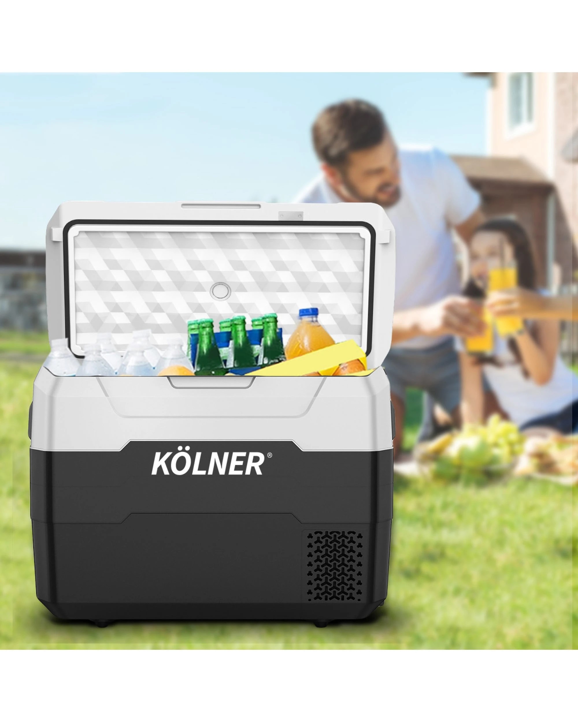 2 Kolner 40L Fridge Freezer Cooler 12v 24v 240v Camping Portable Esky Refrigerator With Trolley - Black, 2 of 9