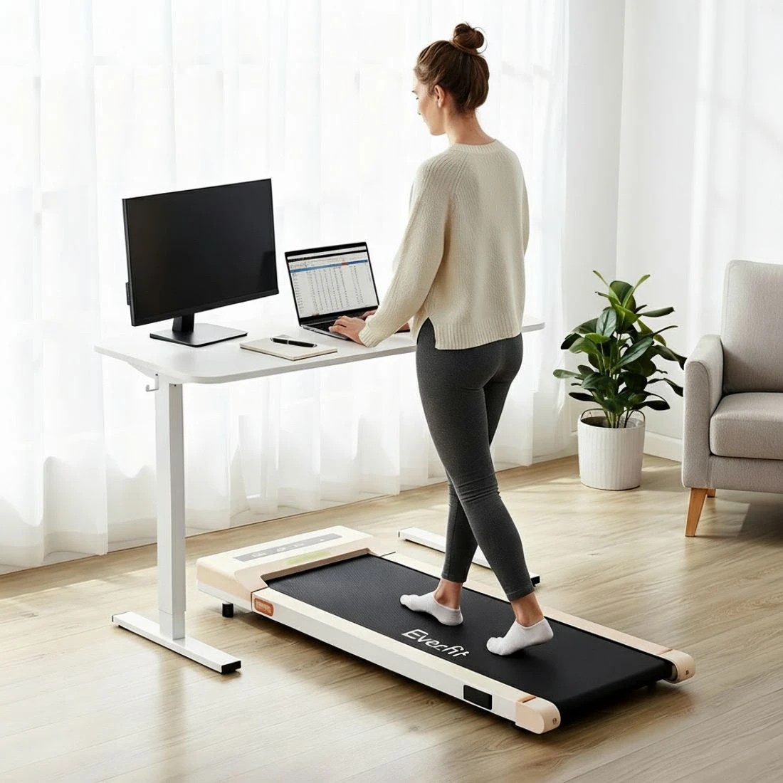 4 Artiss Electric Treadmill with 140cm Automatic Standing Desk Walking Pad 360mm - Multi, 4 of 9