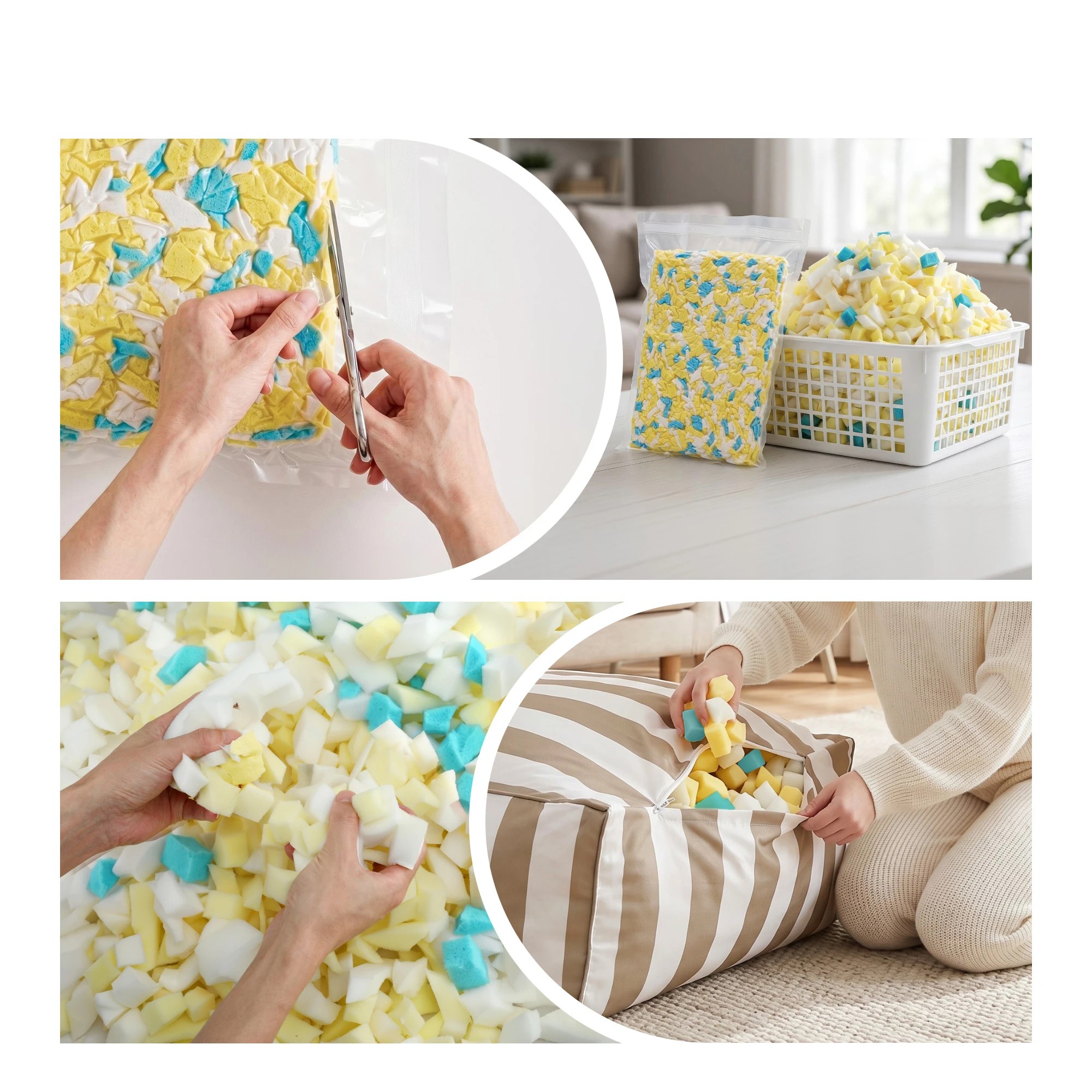6 Artiss 20lbs (8.8KG) Bean Bag Filler Shredded Memory Foam Filling High Density - Multi, 6 of 9