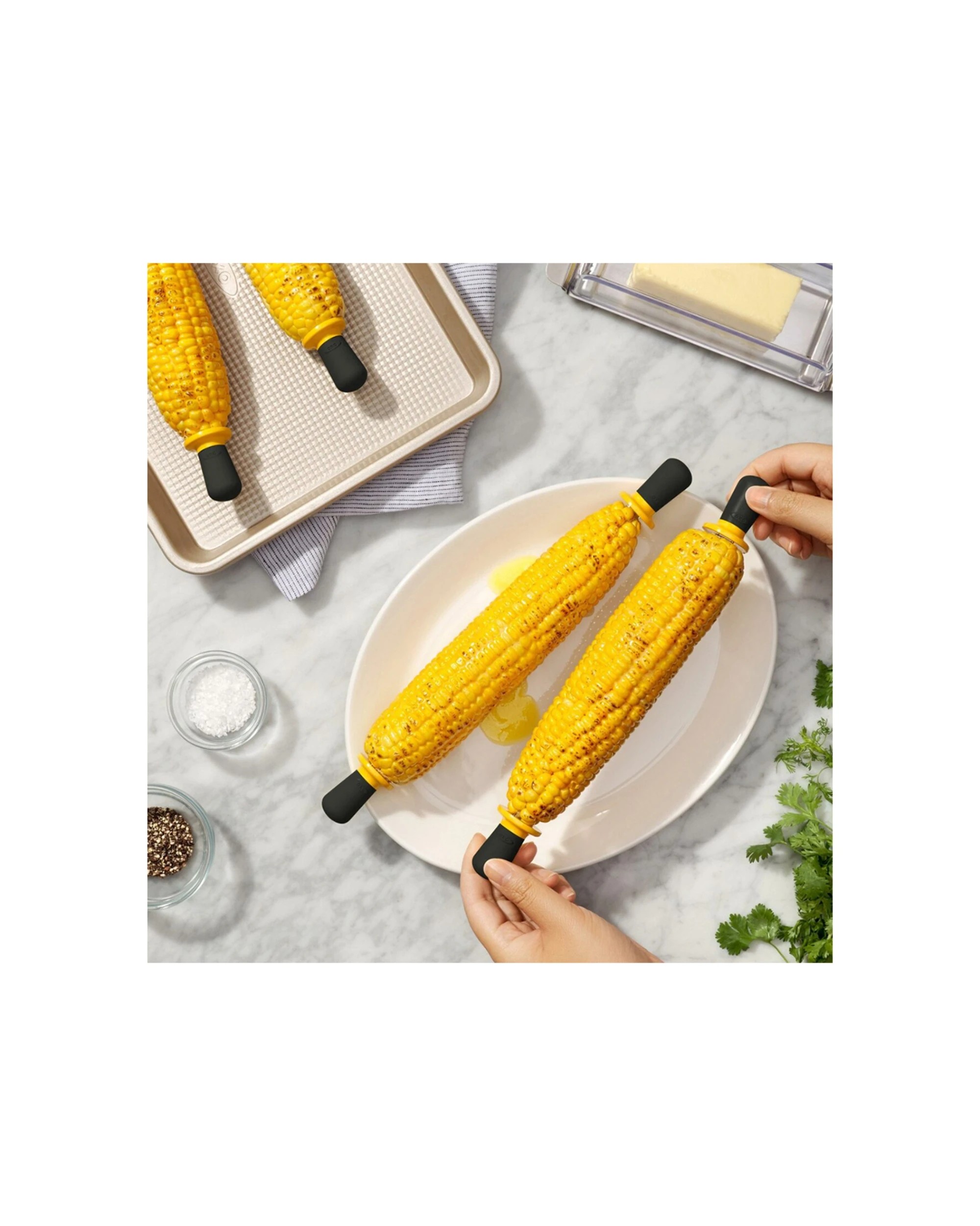 1 Oxo 8 Pack Corn Holders With Stainless Steel Pins And Butter Barrier Secure Grip - Black, 1 of 5