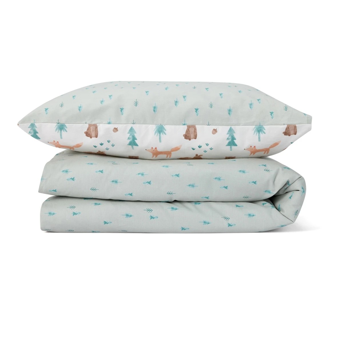 4 Cotton Reversible Cot Quilt Cover Set - Woodland, 4 of 7