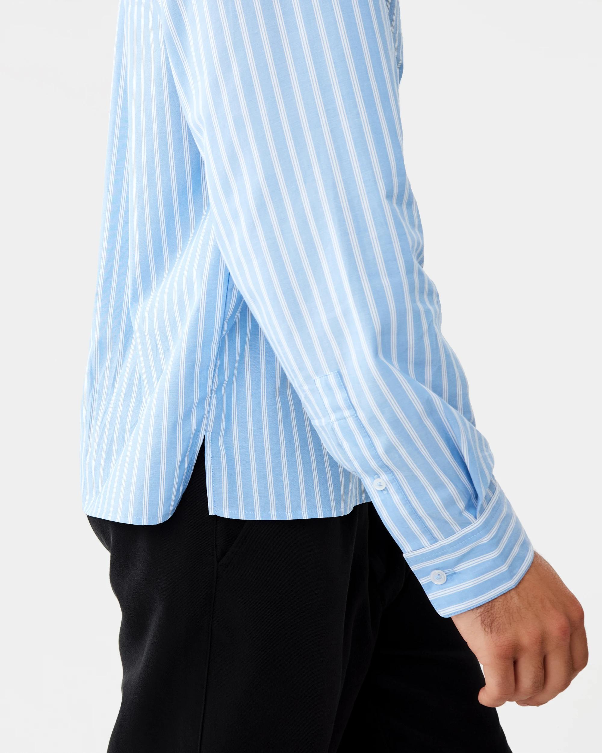 10 Long Sleeve Relaxed Poplin Shirt Blu Stripe, 10 of 10
