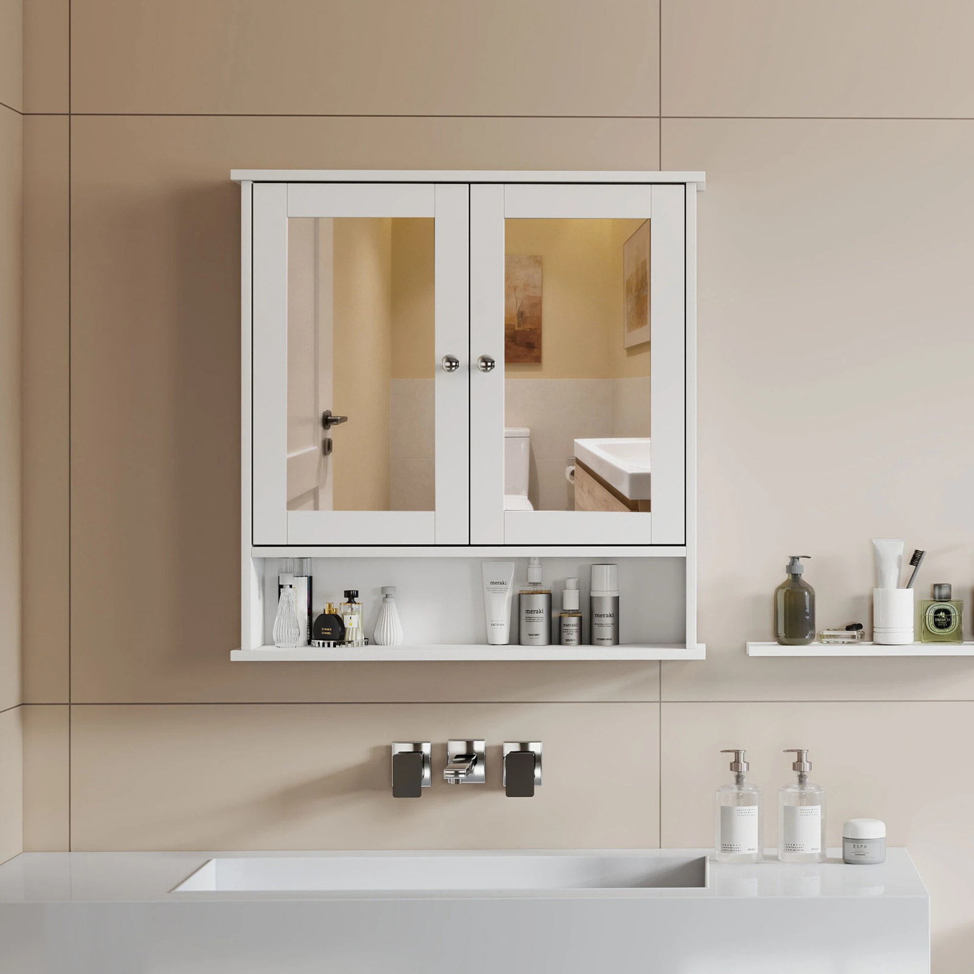 8 Levede Bathroom Mirror Cabinet Storage Toilet Cupboard Wall Mounted Shelves, 8 of 9