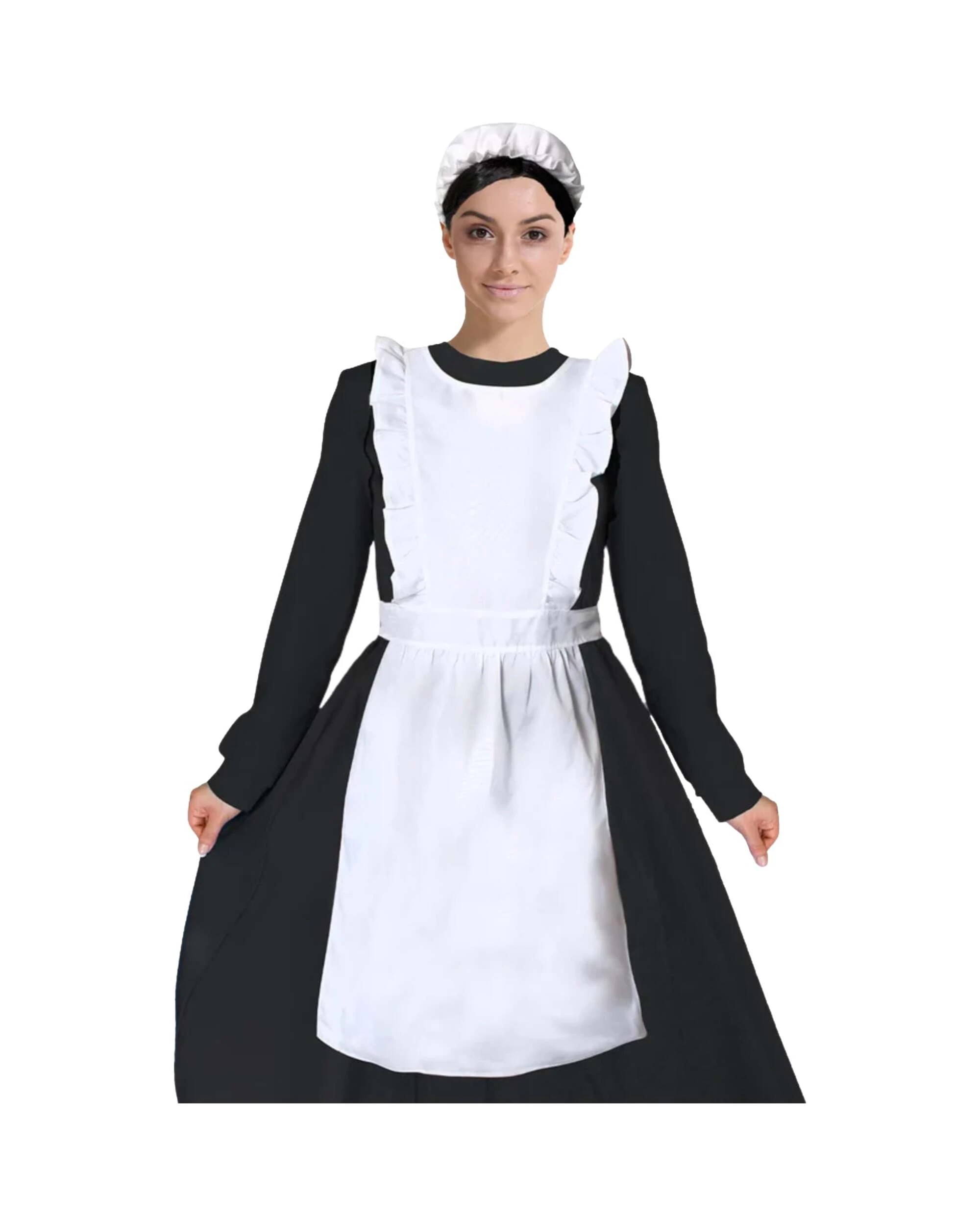 1 Partyrama Adult White Colonial Apron and Hat Set - White, 1 of 4