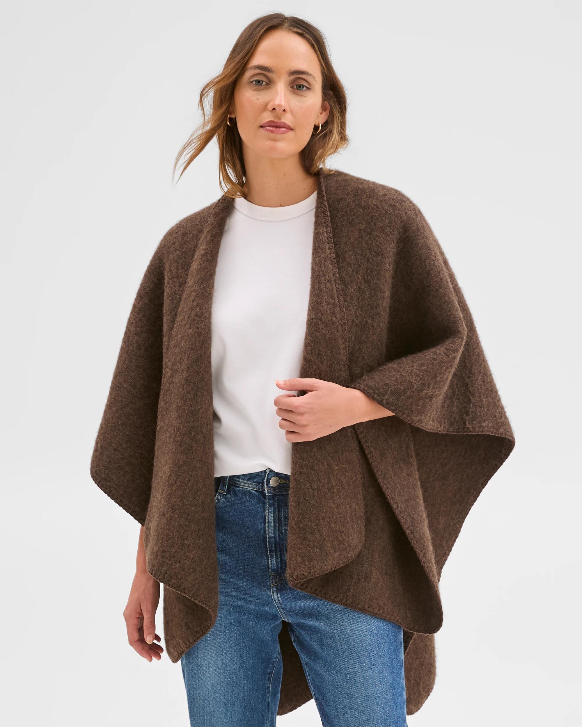 3 Target Accessories Brushed Blanket Stitch Poncho BITTER CHOCOLATE, 3 of 7