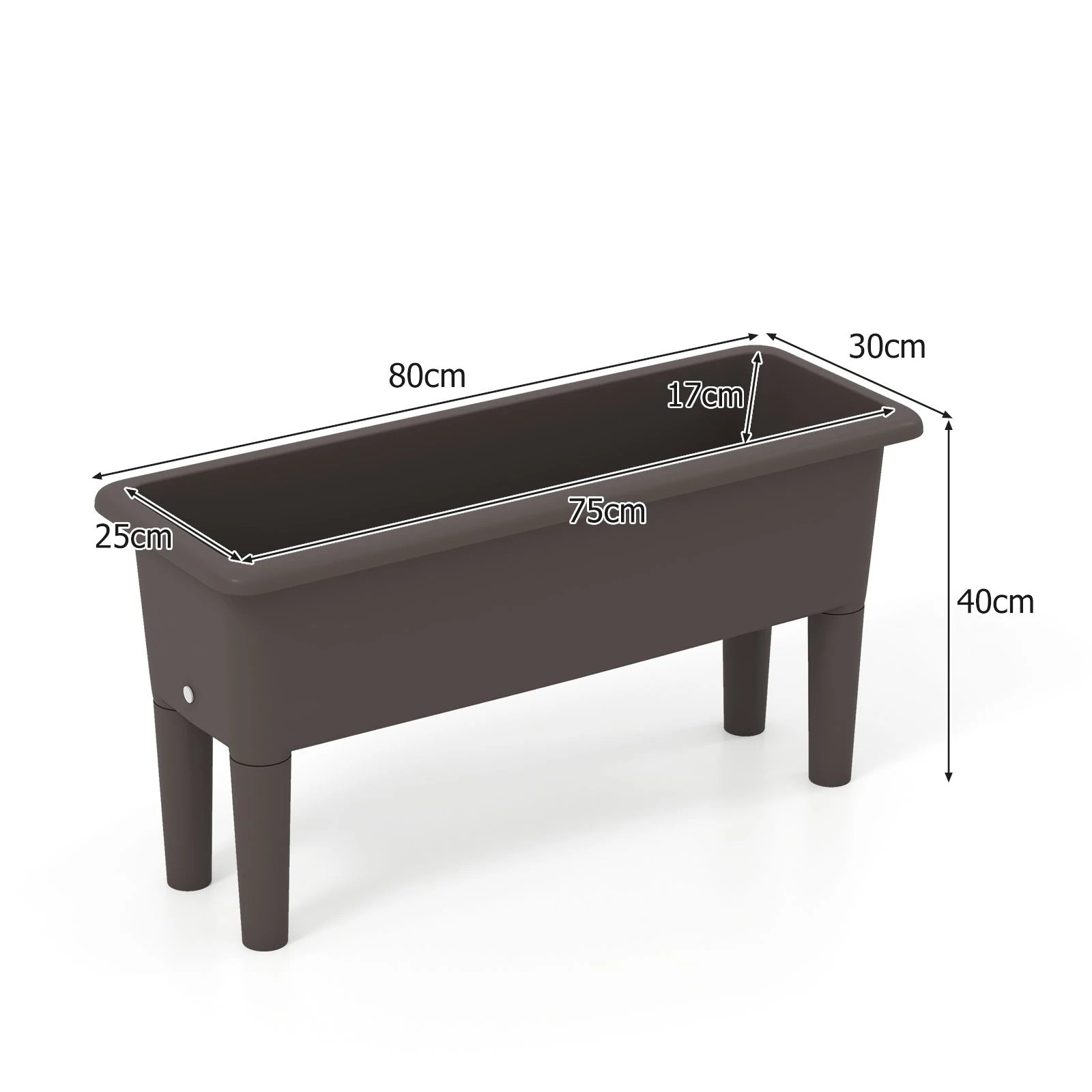 4 Costway 2 x 29L Raised Garden Beds Elevated Planter Box Outdoor Flower Container w/Drainage Hole, 4 of 4