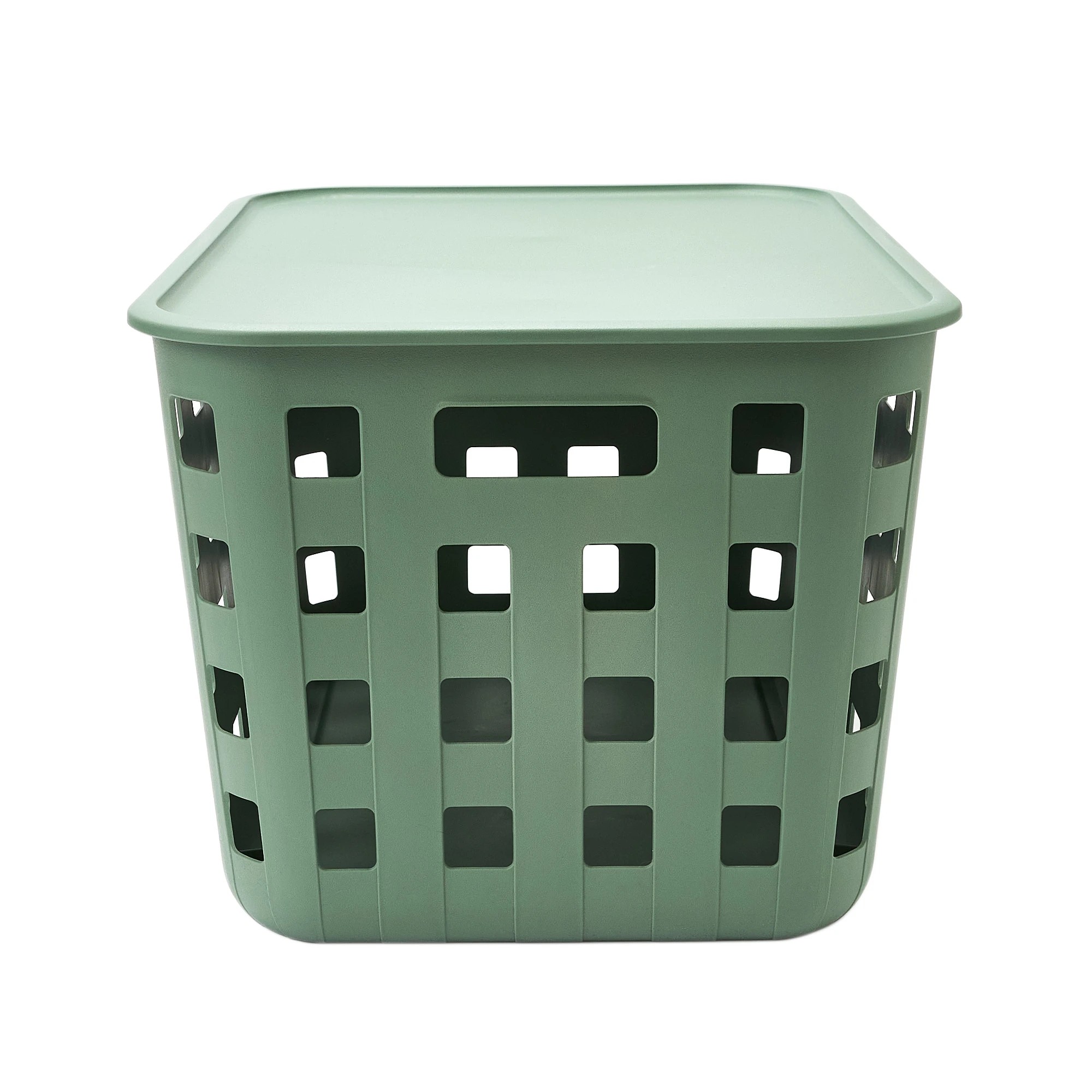 2 45L Rectangle Trellis Basket with Lid - Green, 2 of 8