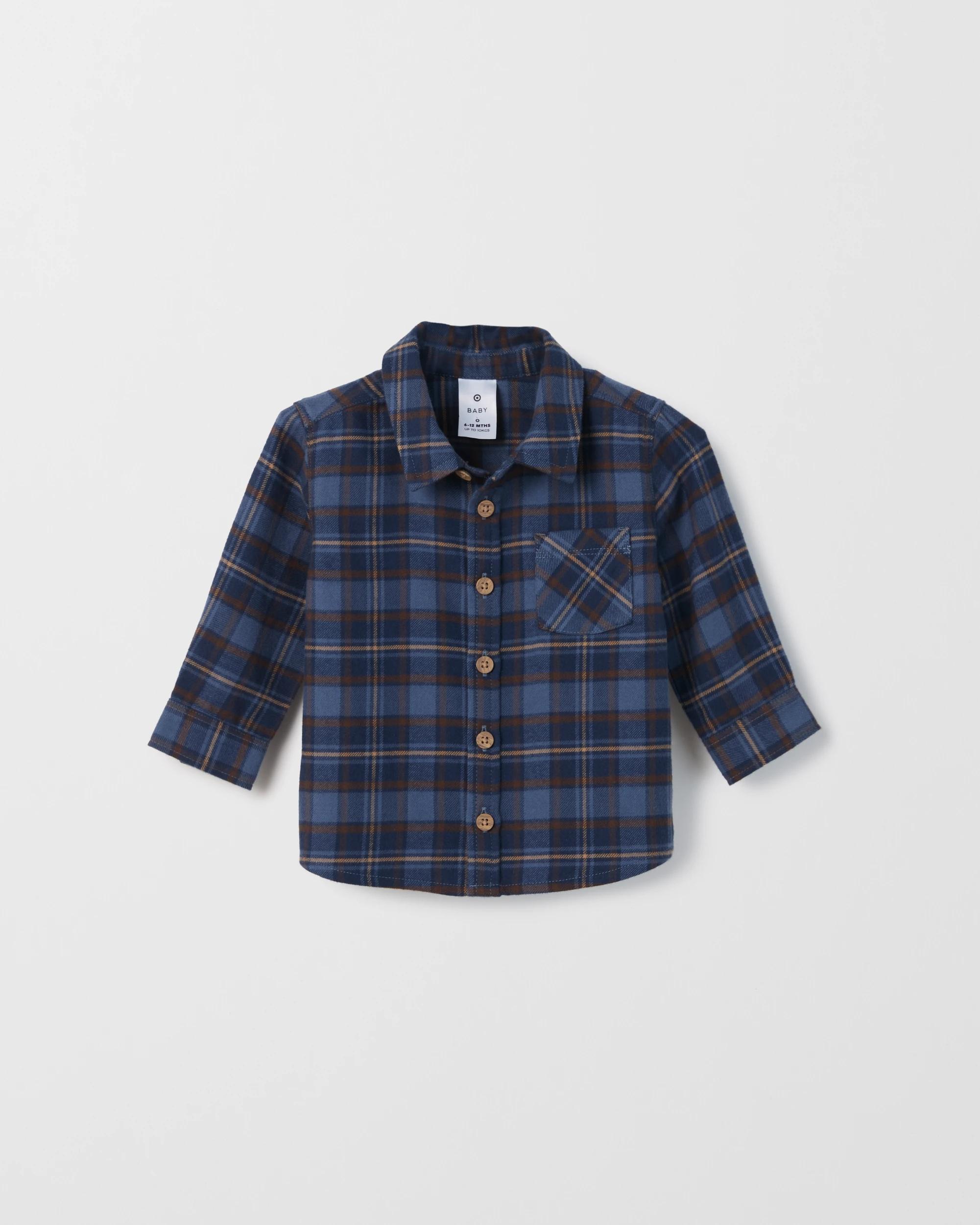 1 Target Baby Baby Relaxed Flannel Shirt NAVY, 1 of 1