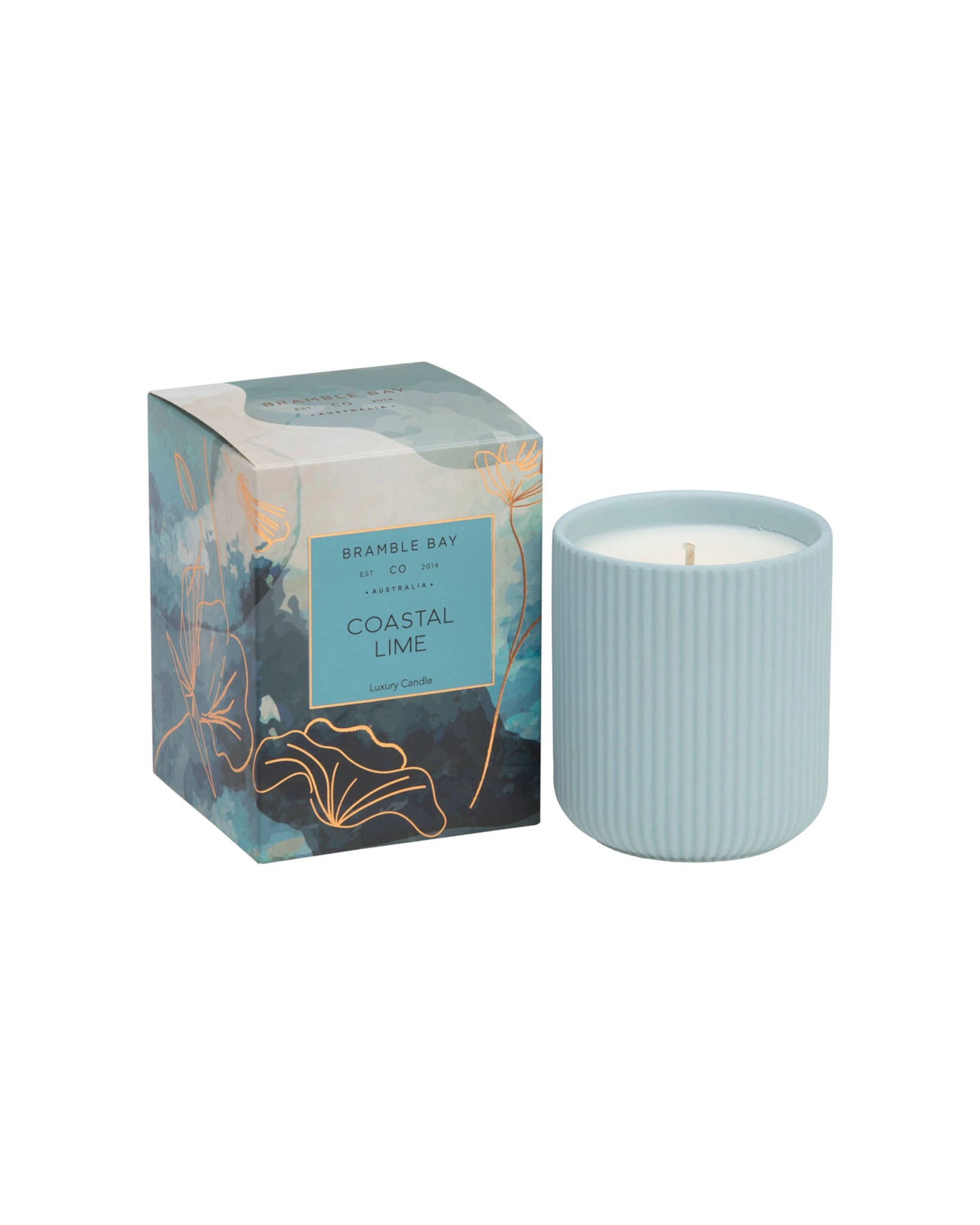 1 Bramble Bay Native Plum Coastal Lime Scented Ceramic Soy Wax Candle 270g - Blue, 1 of 5
