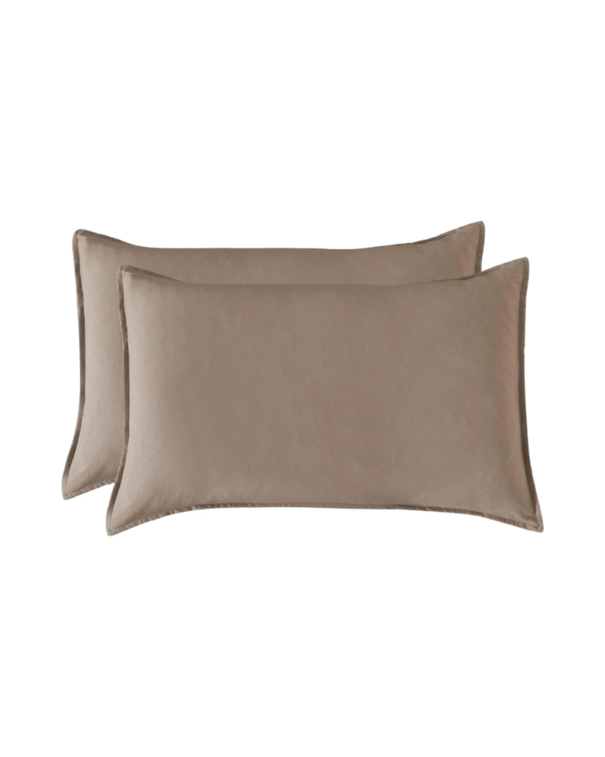 1 CleverPolly 2-Pack Vintage Washed Microfibre Standard Pillowcases - Truffle, 1 of 5
