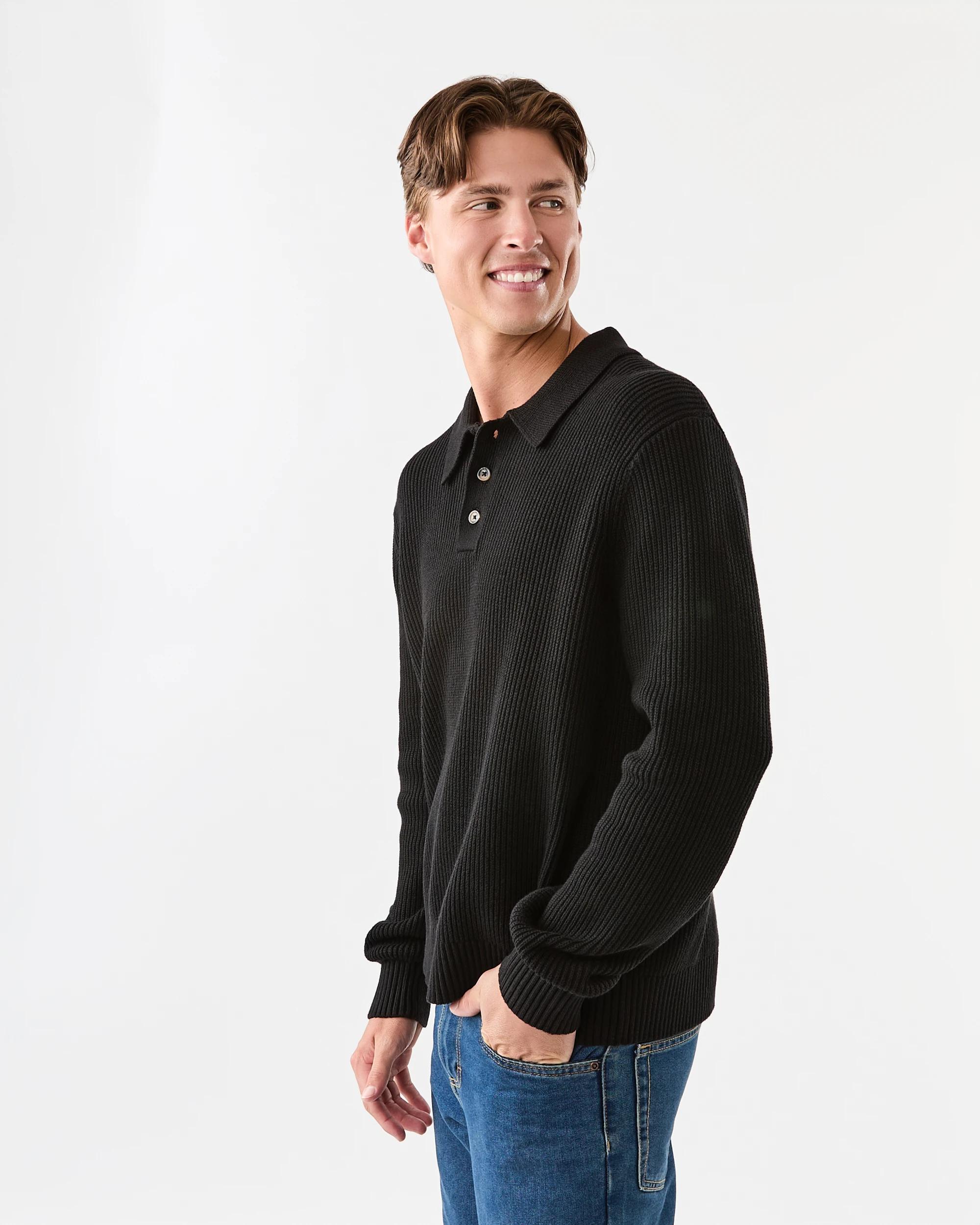 2 Knit Polo Shirt Black, 2 of 7