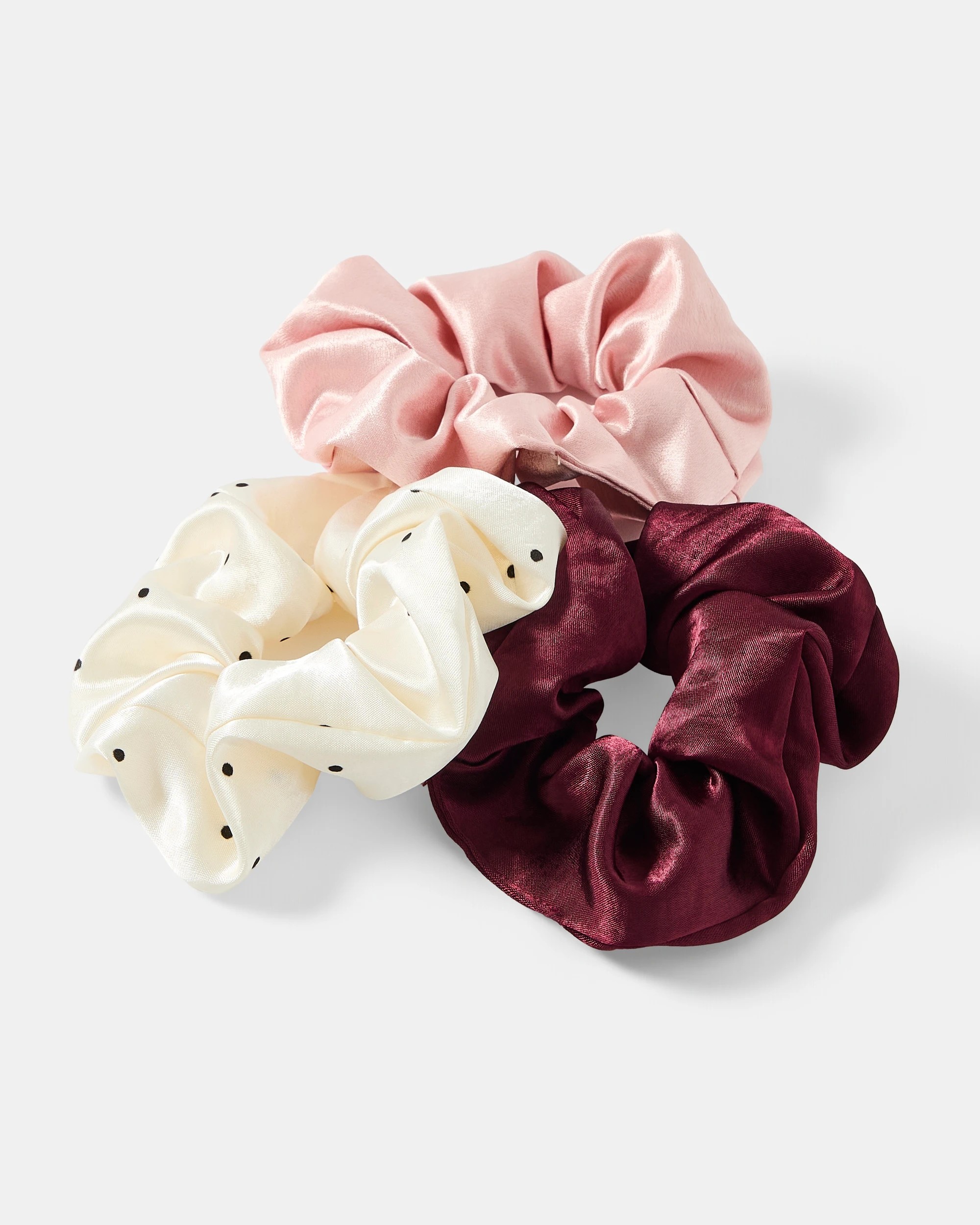 1 3 Pack Polka Dot and Solid Scrunchies, 1 of 4