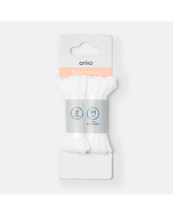 2 Pack Sport Laces - White