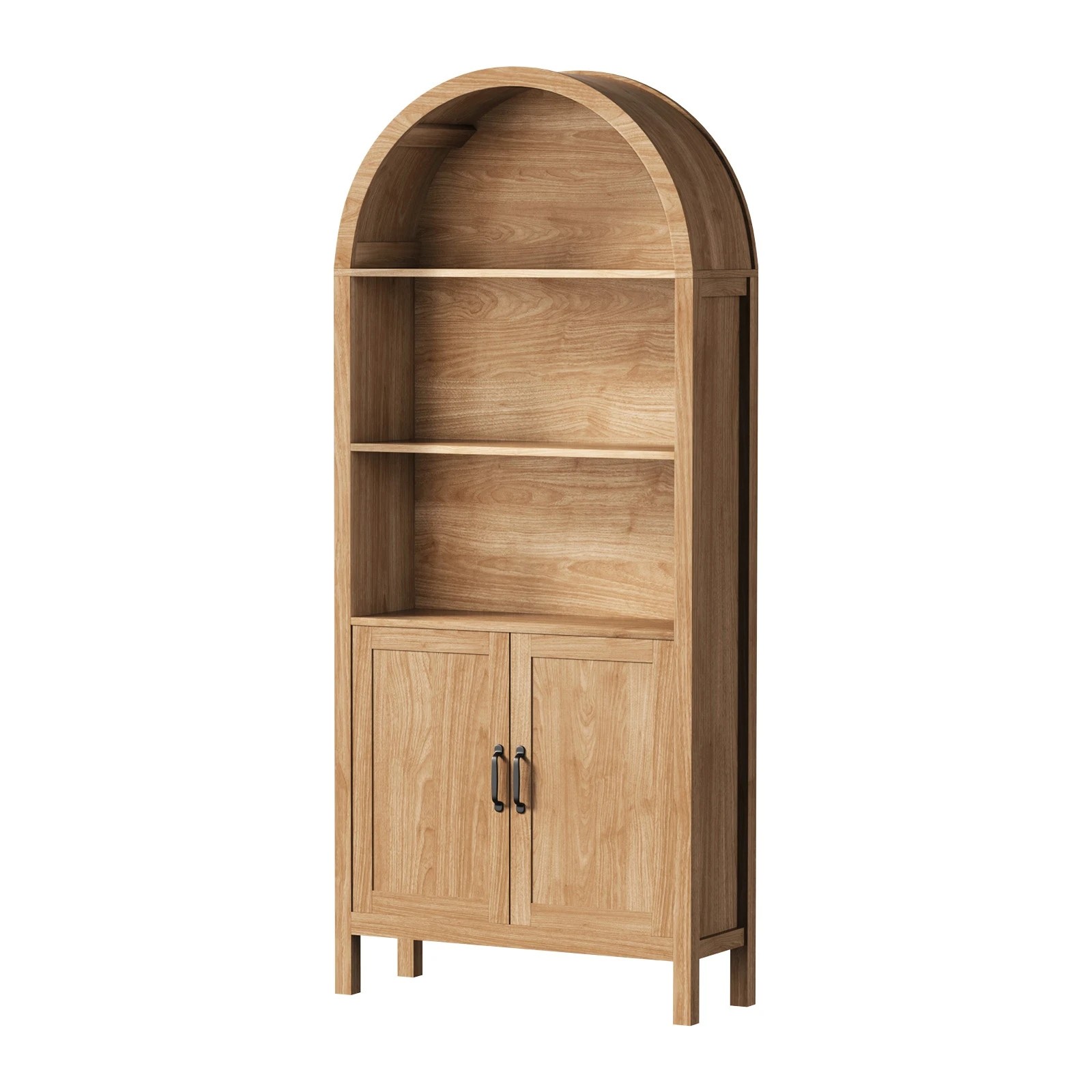 1 Oikiture Arched Bookshelf Display Shelf Bookcase Bookshelves Storage Cabinet
 - natural, 1 of 10