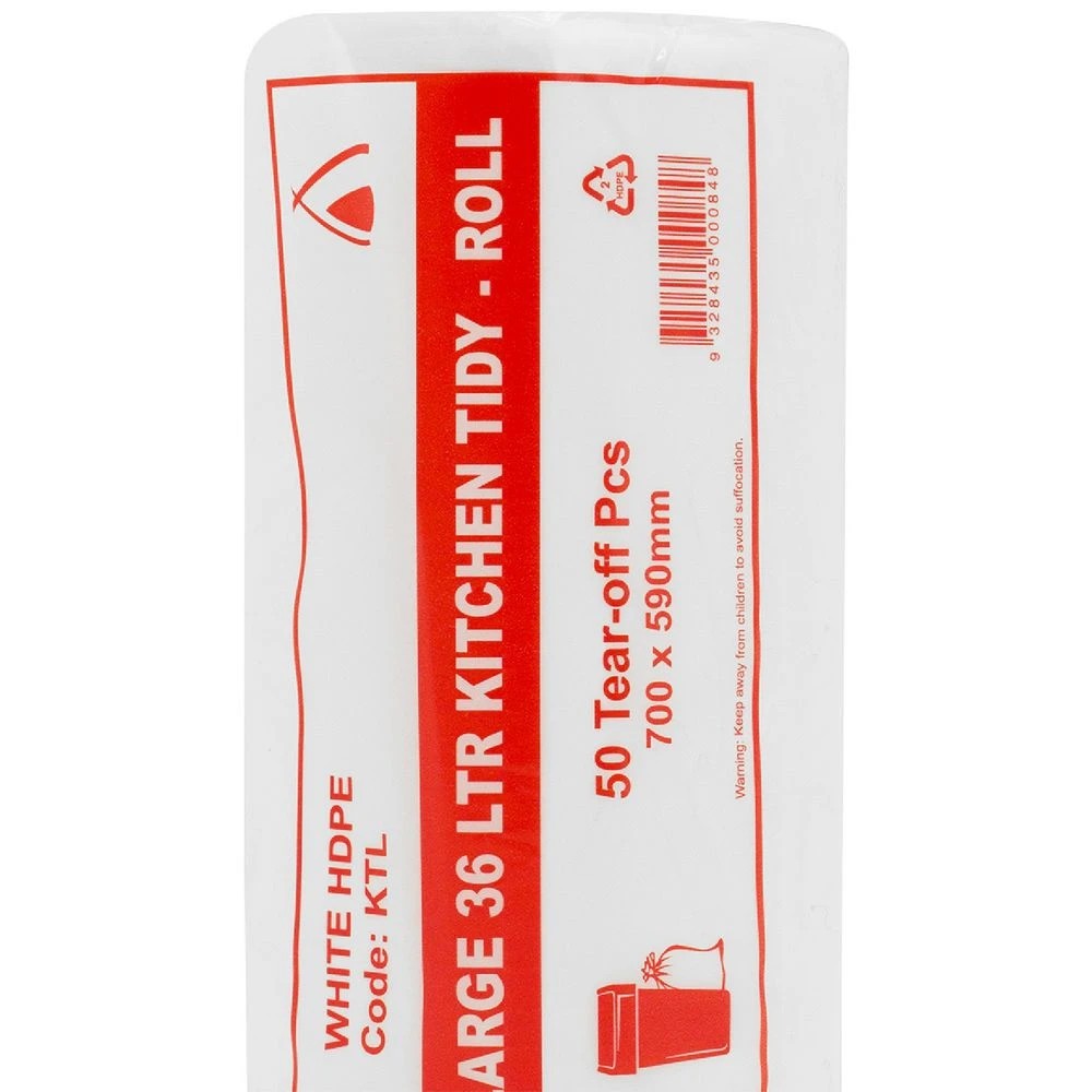 1 Tailored Packaging Kitchen Bin Liners 36L 50 Pack White, 1 of 1