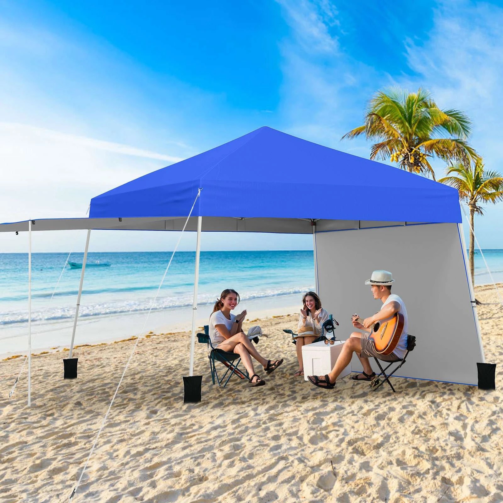 2 Costway 8x8ft-10x10ft Gazebo Pop up Canopy Party Tent - Blue, 2 of 2