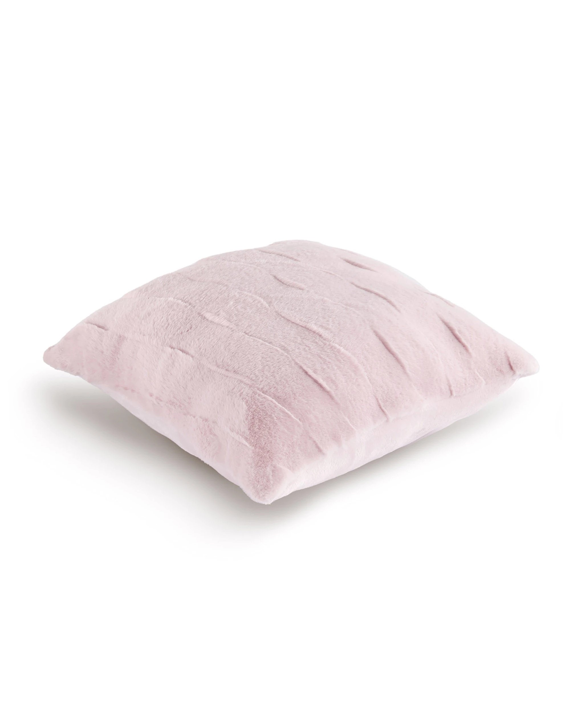 3 Dreamaker Basketweave Faux Fur Cushion 50x50cm - Blush Pink, 3 of 4