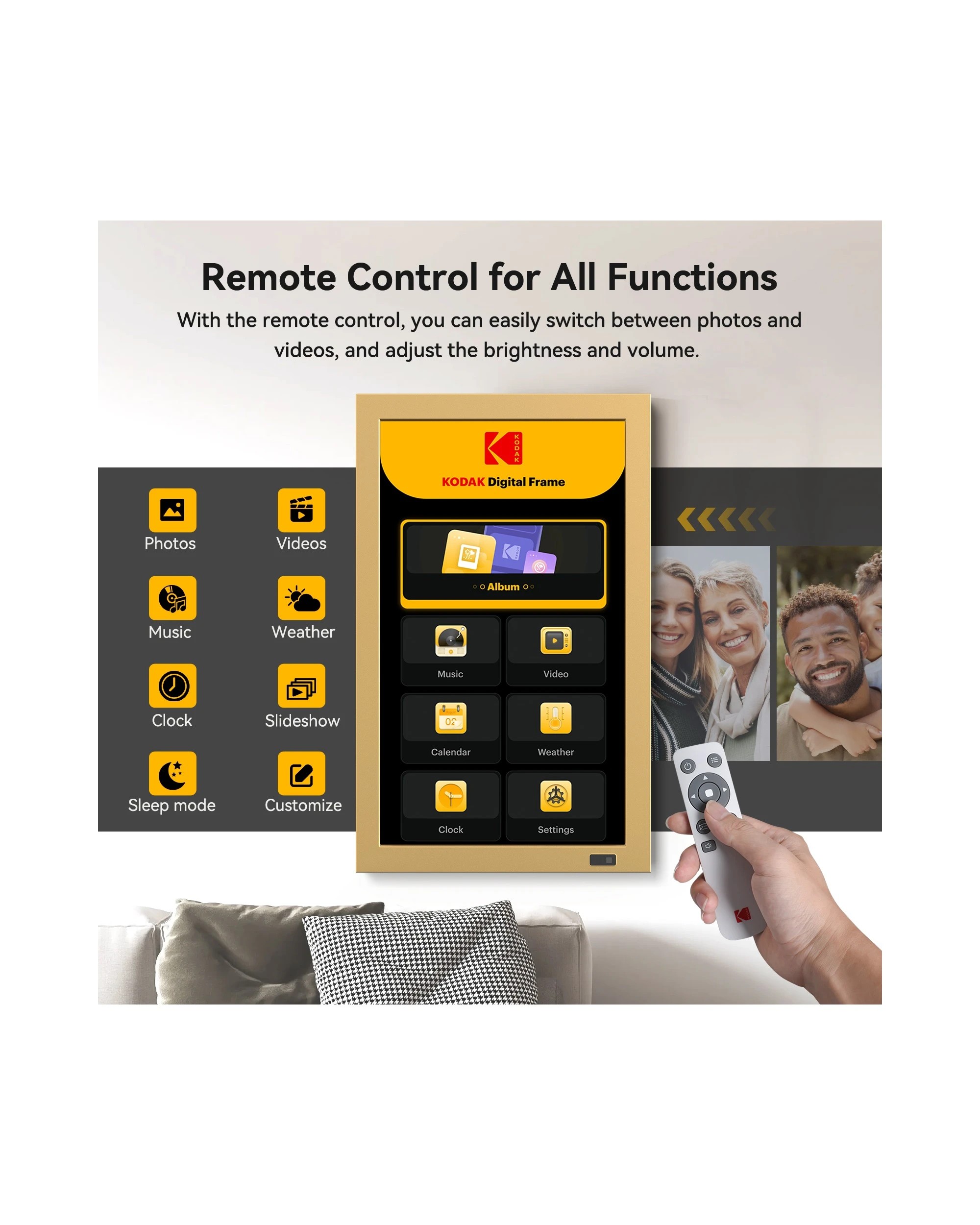 3 Kodak WF215 21.5 Inch Wi-Fi Photo Frame Metal Gold, 3 of 4