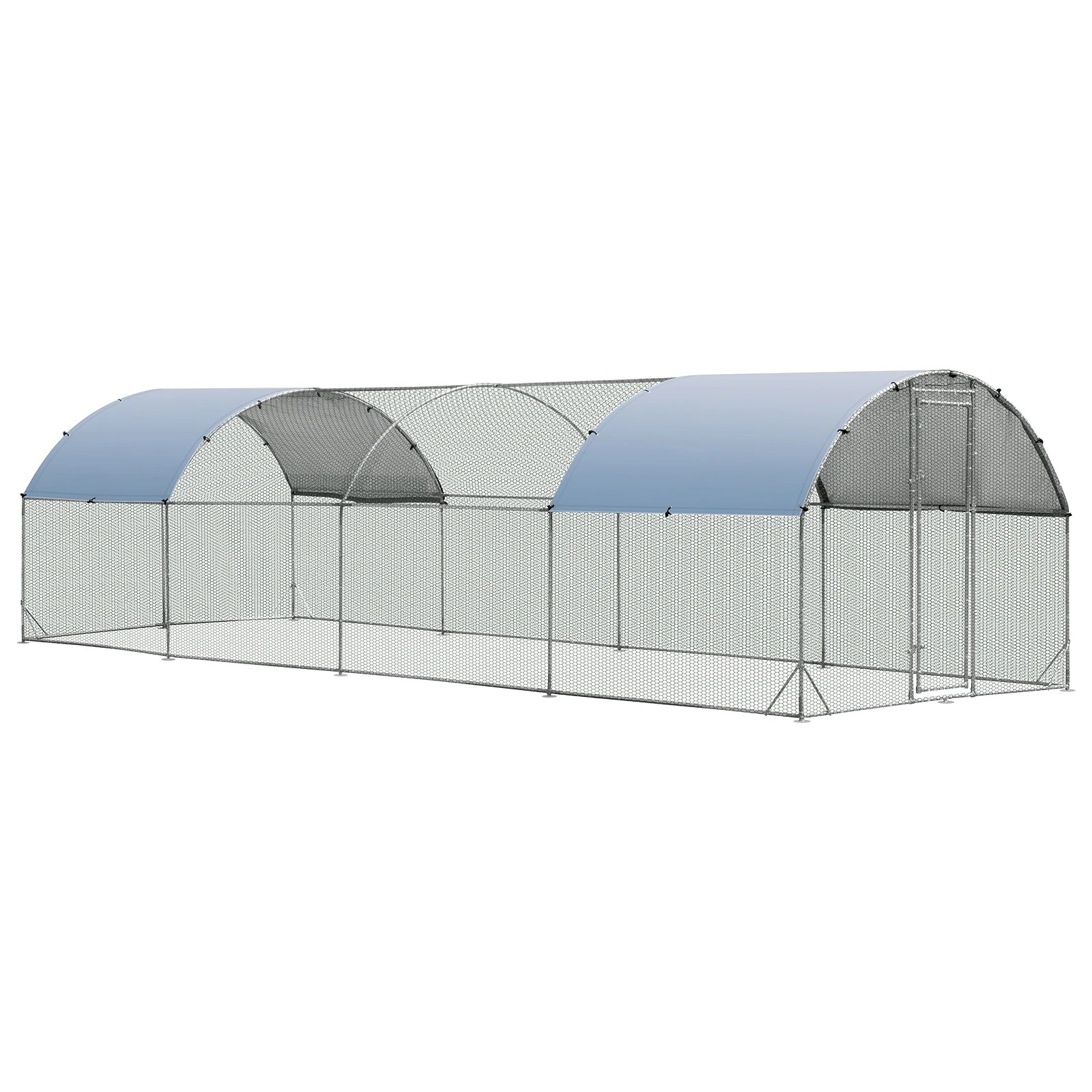 1 Costway Large Metal Chicken Coop Galvanized Walk in Poultry Cage 7.6x2.8x1.95M, 1 of 3