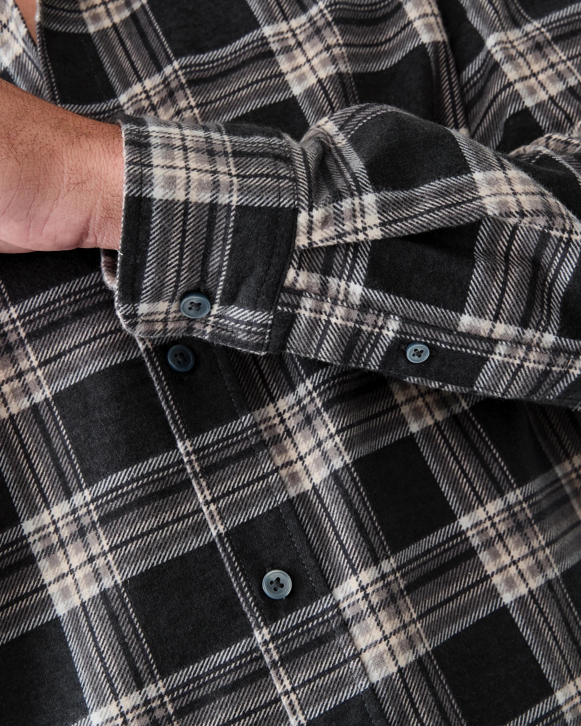 6 Long Sleeve Printed Plaid Shirt Blk Check, 6 of 7