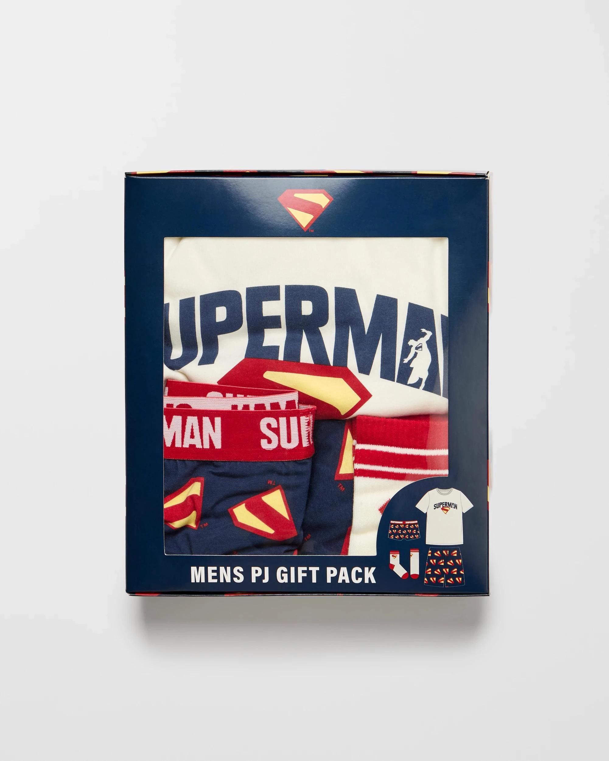 7 Superman Mens Box Set - Sleep, Socks, Trunk - 4 Piece Set WHITE / BLUE / RED, 7 of 7