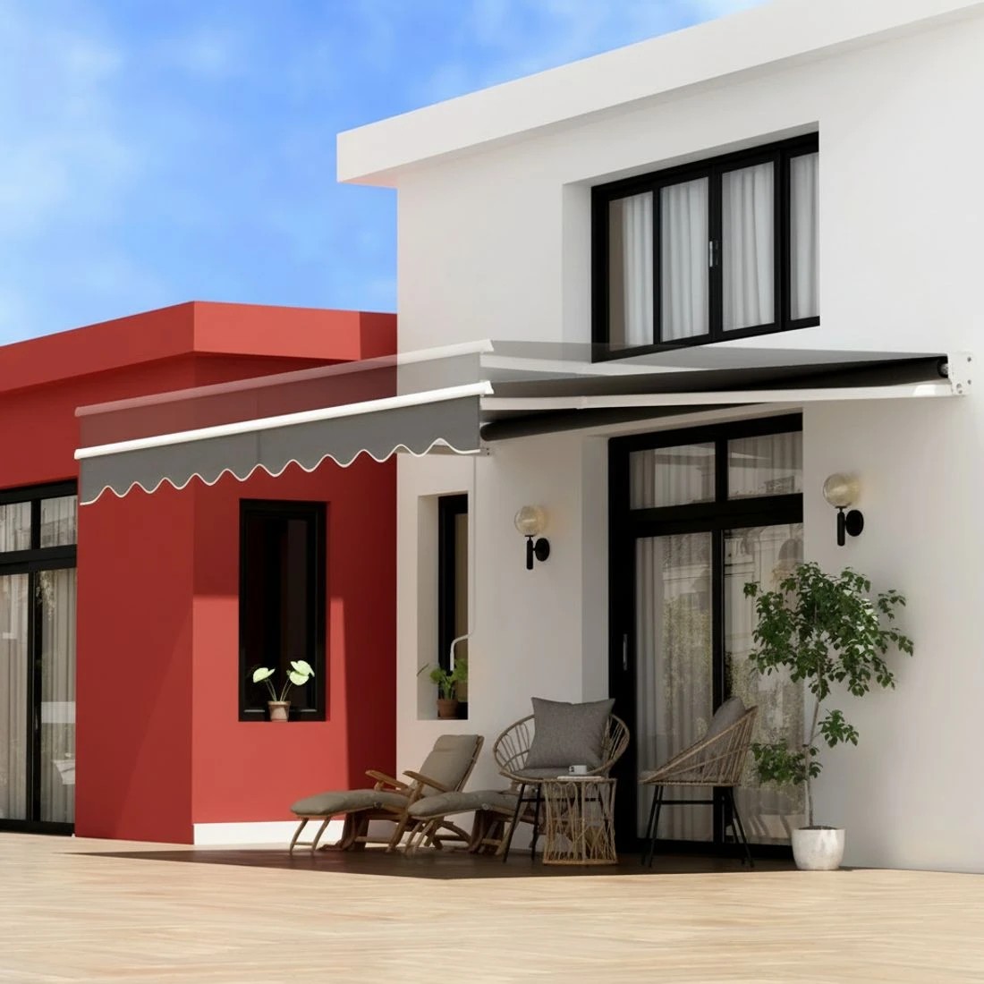 5 Instahut Retractable Folding Arm Awning Motorised Sunshade 4.5Mx2.5M - Grey, 5 of 6