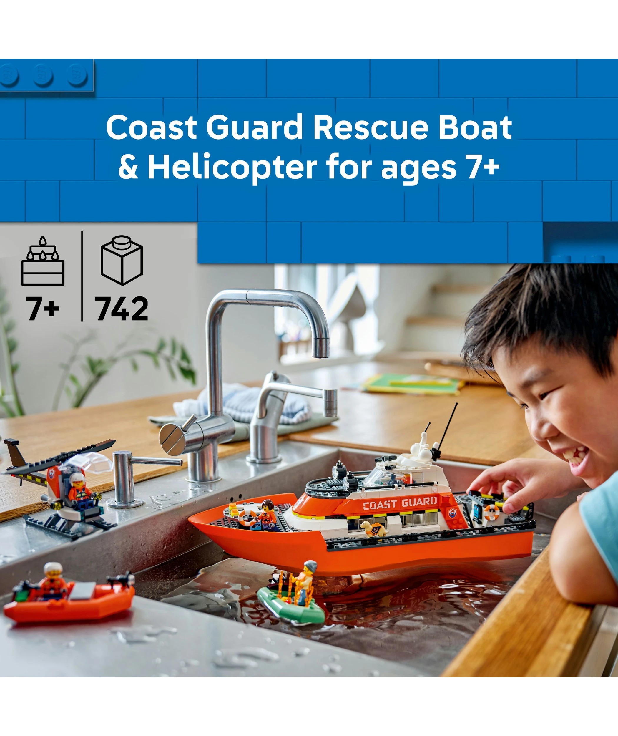 3 LEGO City Coast Guard Rescue Boat & Helicopter 60504, 3 of 10