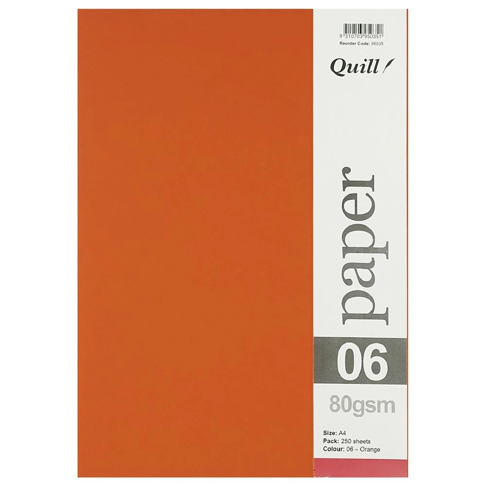 3 Quill A4 80gsm Paper Orange 250 Pack, 3 of 3