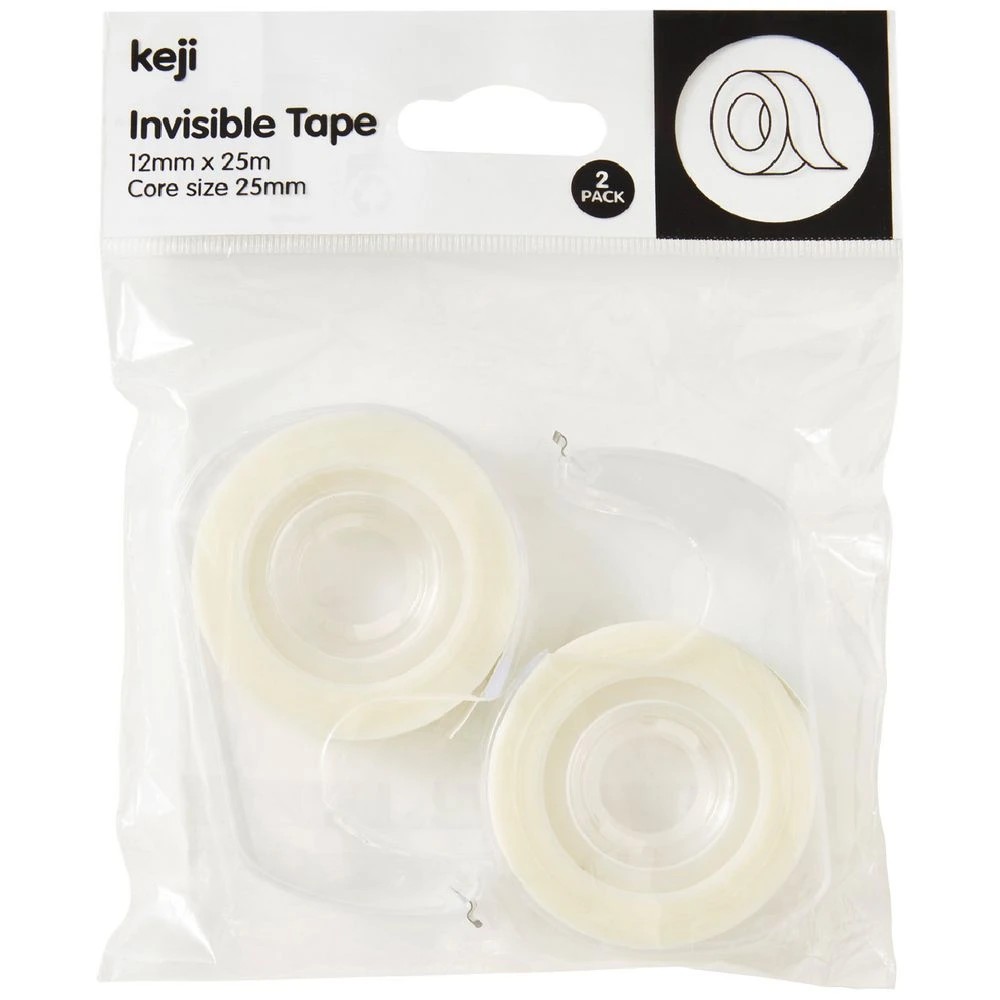 1 Keji Invisible Adhesive Tape with Dispenser 12mm x 25m 2 Pack, 1 of 4