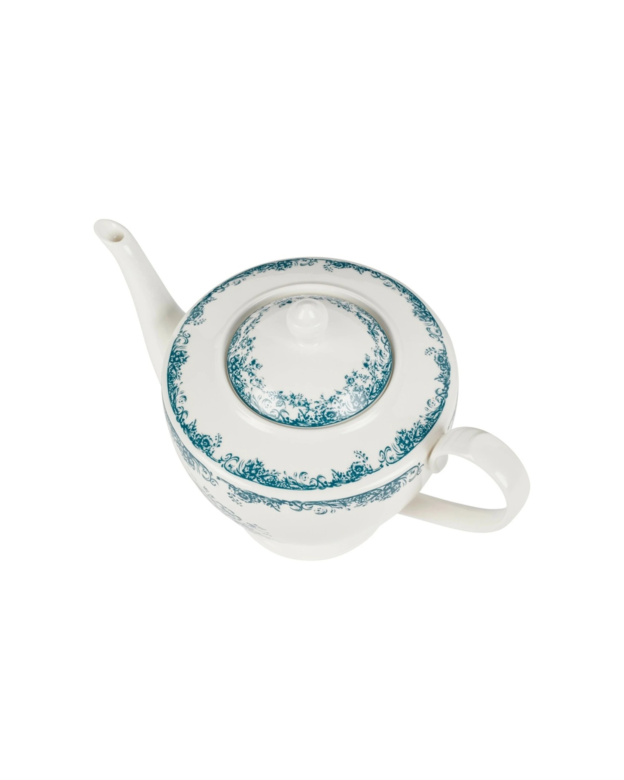 2 Casa Domani Rosetta Porcelain Teapot Dishwasher Microwave Safe 1L Gift Boxed - Blue, 2 of 4