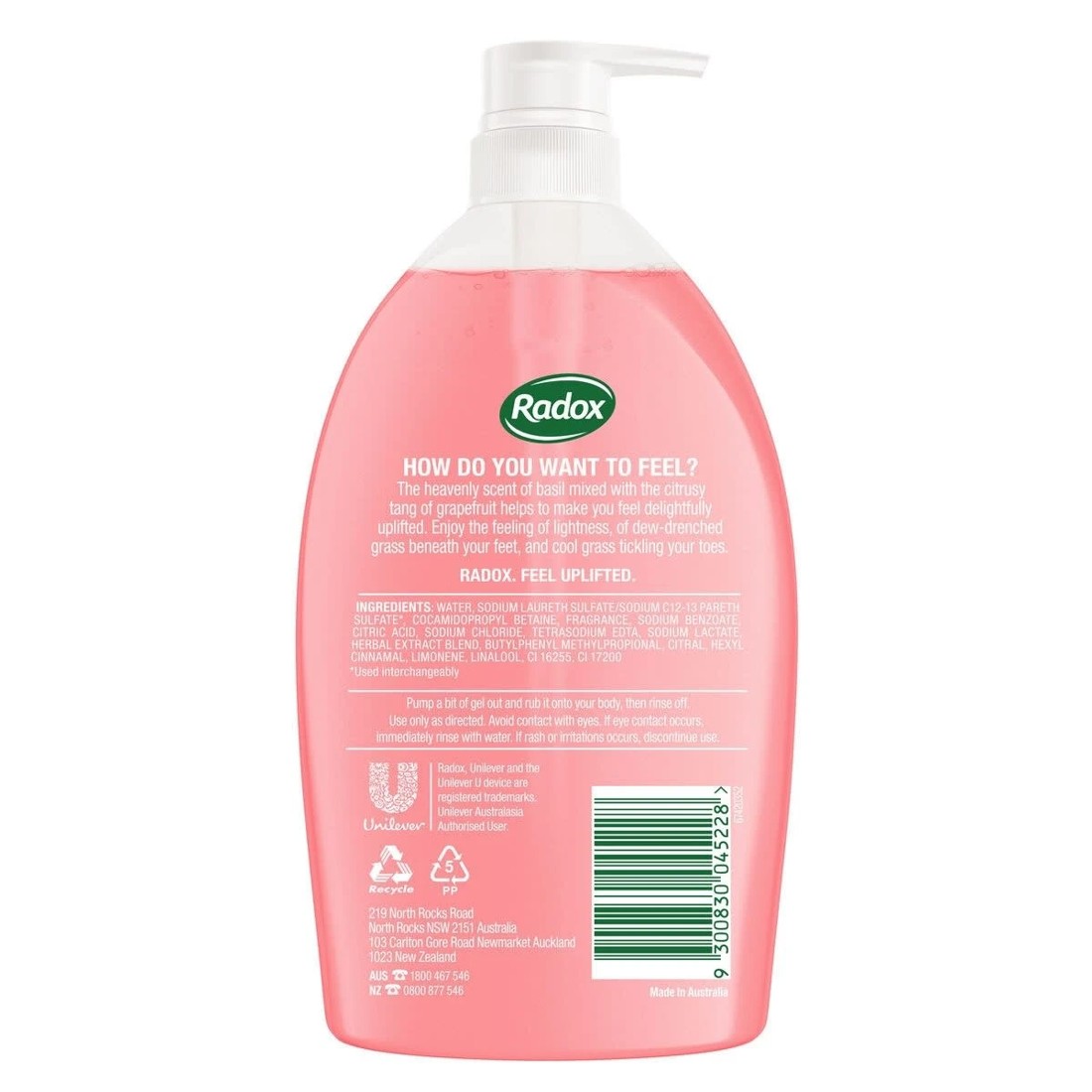 2 Radox Feel Uplifted Shower Gel 1L - Pink Grapefruit and Basil Scented, 2 of 2