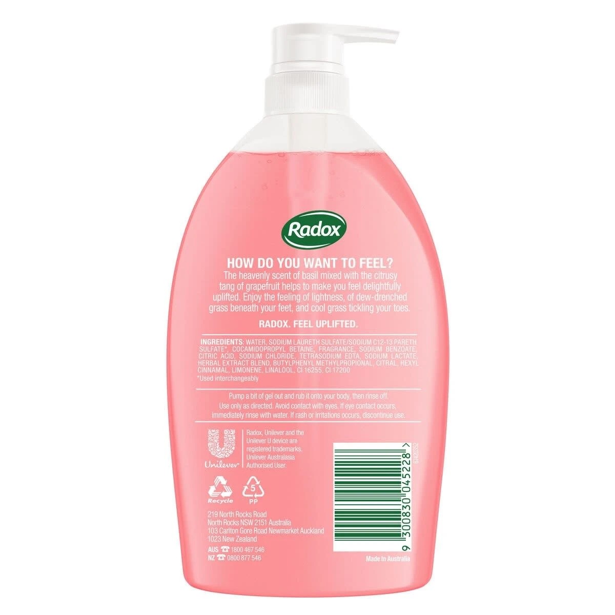 2 Radox Feel Uplifted Shower Gel 1L - Pink Grapefruit and Basil Scented, 2 of 2