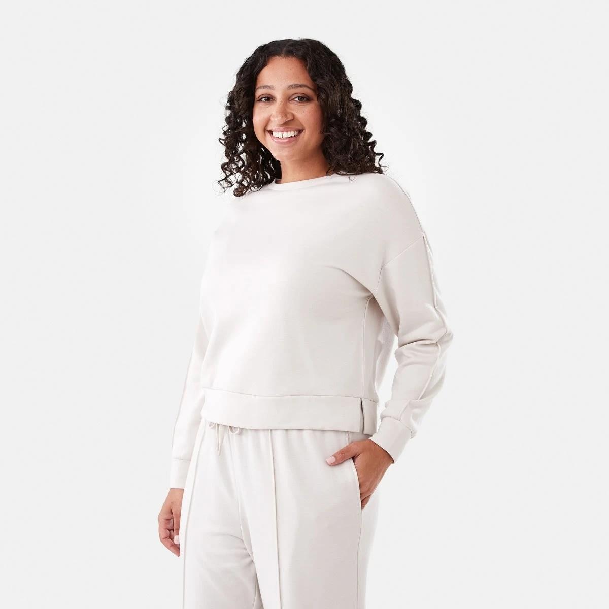 2 Soft Touch Boxy Crew Sweatshirt Nat Beige, 2 of 6