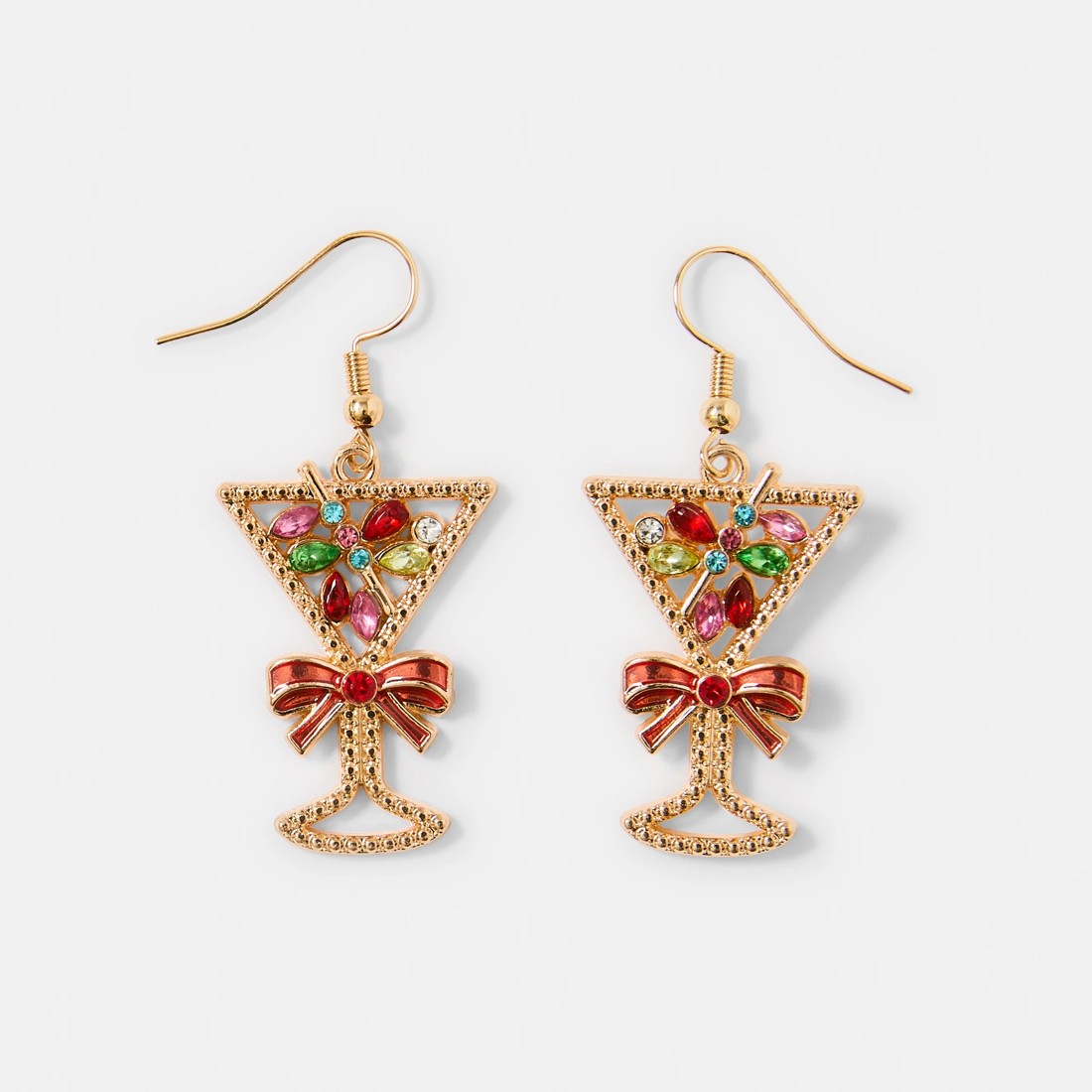 1 Christmas Martini Earrings - Gold Tone and Red, 1 of 5