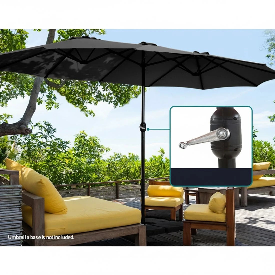 5 Instahut 4.57m Outdoor Umbrella Beach Pole Garden Tilt - Black, 5 of 6