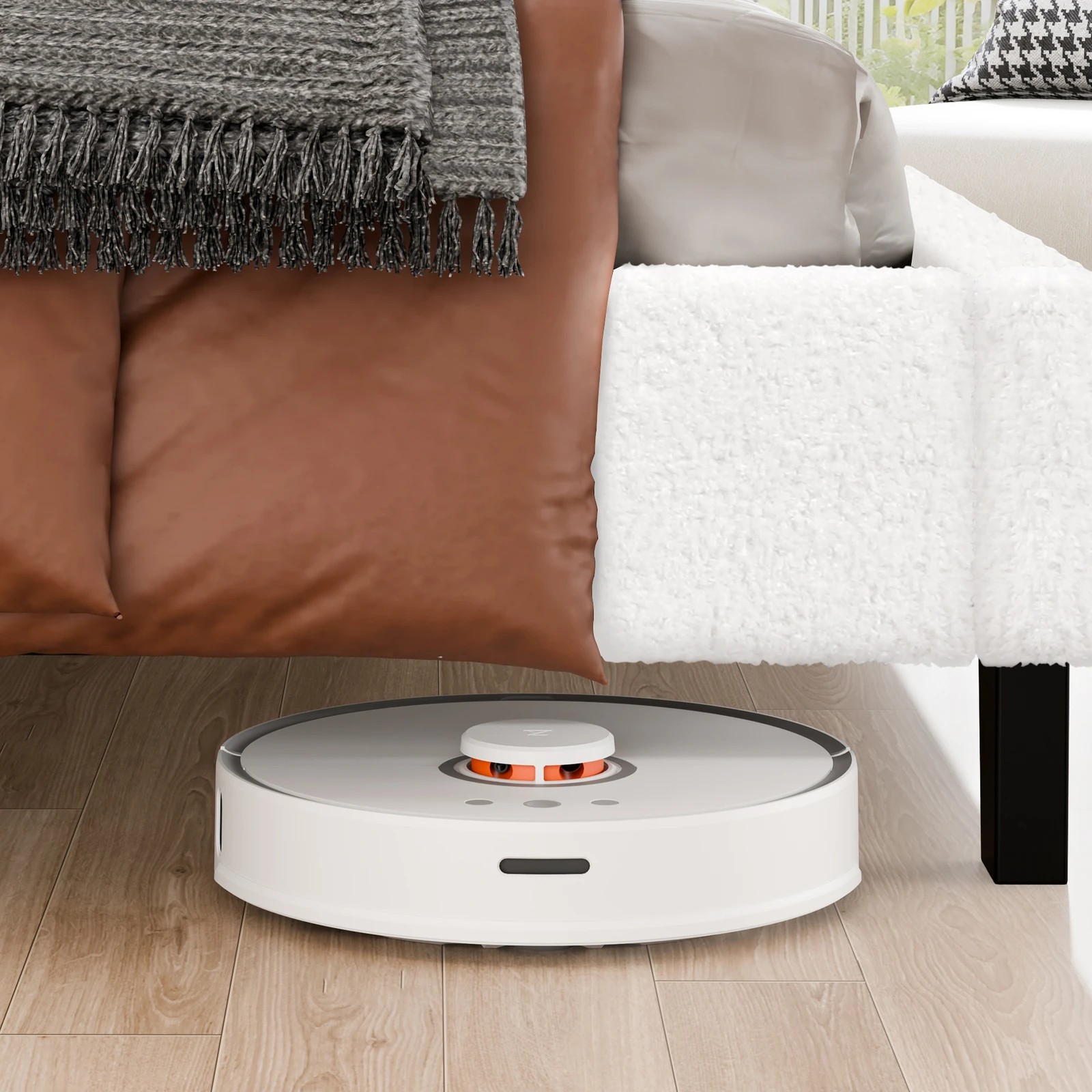 6 Alfordson Bed Frame King Size Wooden Base Platform Boucle Madelyn - White, 6 of 10