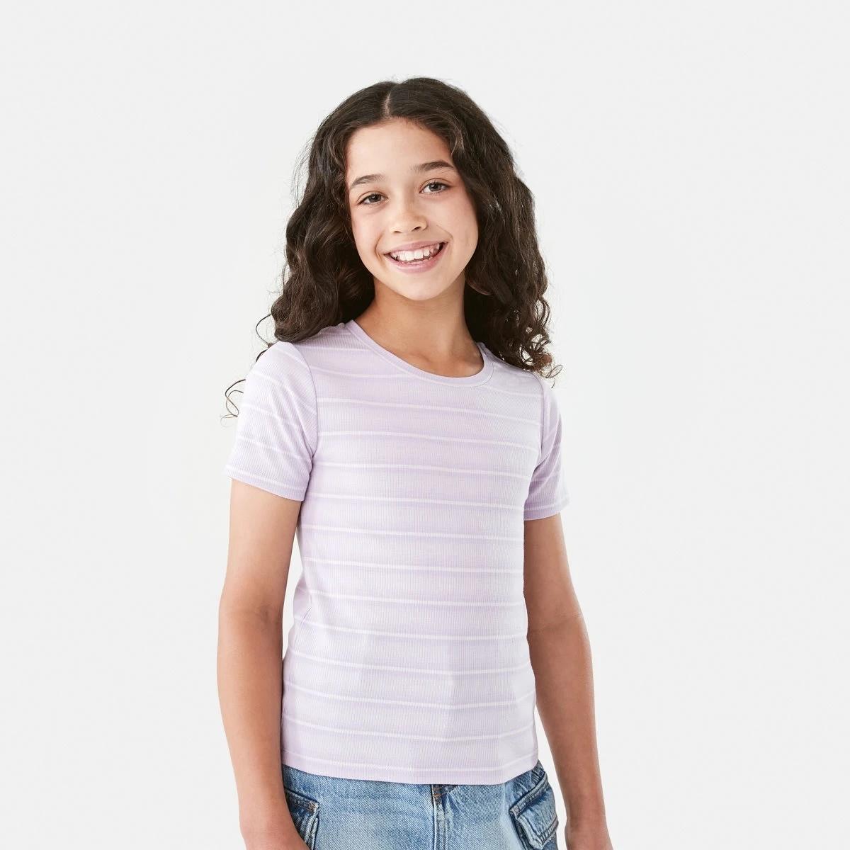 1 Short Sleeve Rib Top Pur Stripe, 1 of 9