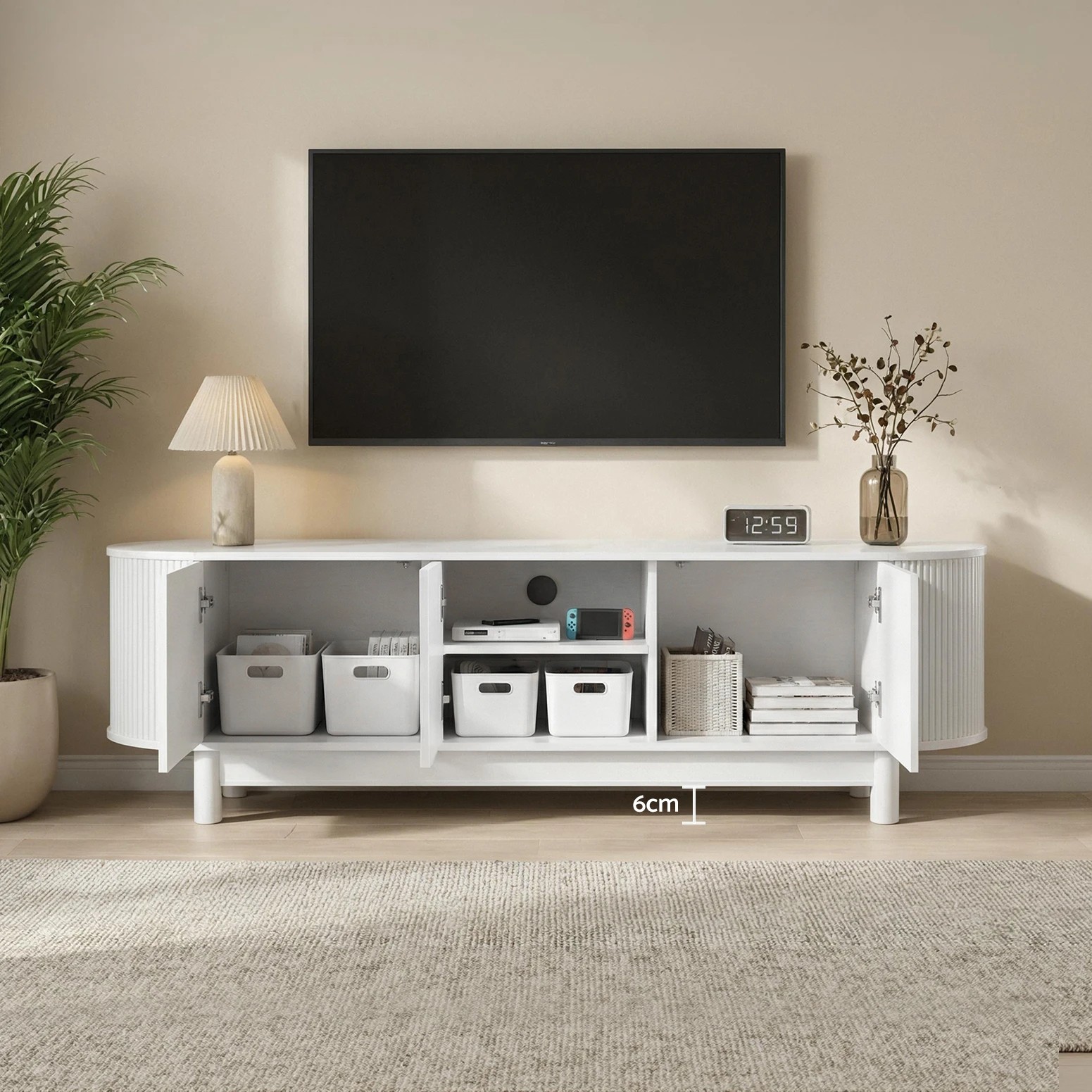 4 Artiss TV Unit Entertainment Unit Storage Cabinet 160cm - White, 4 of 9
