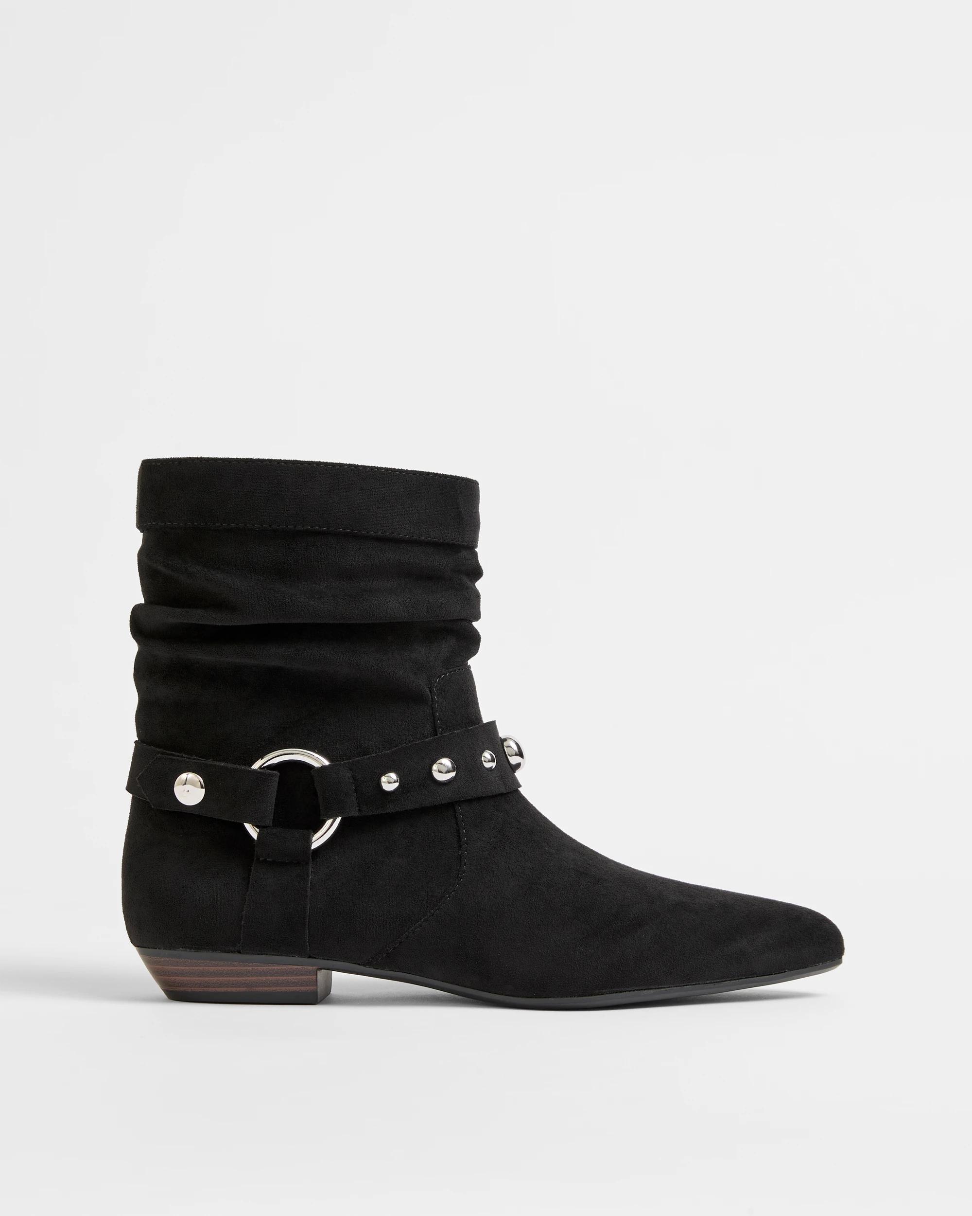 1 Target Woman Studded Low Heel Boot - Cleo BLACK MICROSUEDE, 1 of 3