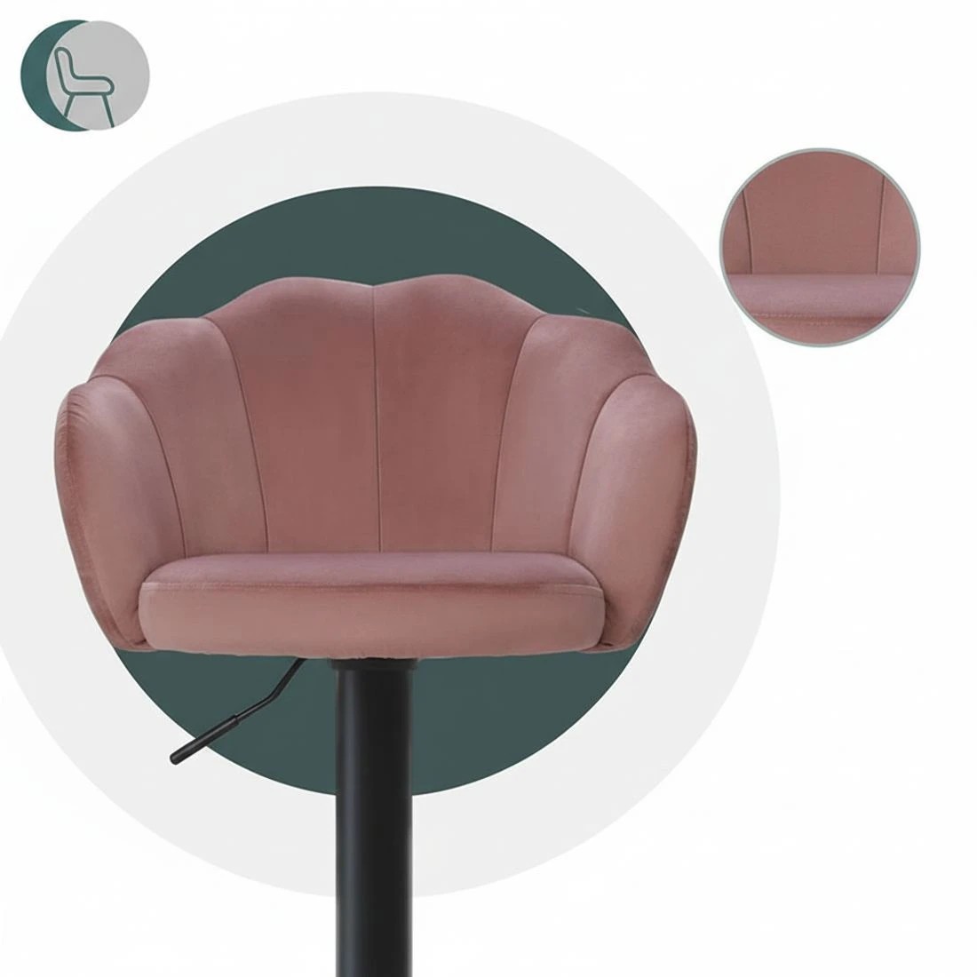 6 Artiss 4x Bar Stools Gas Lift Velvet - Pink, 6 of 7