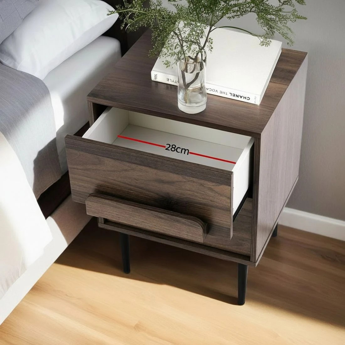 3 Artiss Bedside Table Nightstand 2 Drawers - Brown, 3 of 5