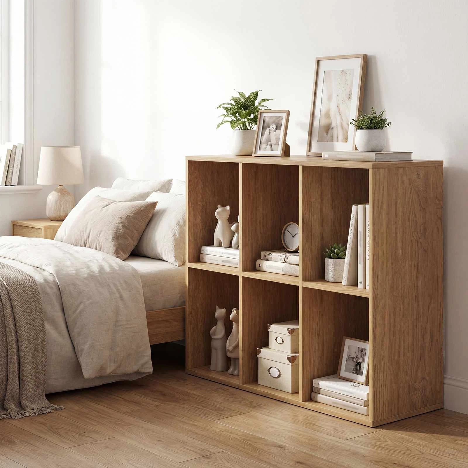 3 Costway 6-Tier Storage Bookshelf Open Display Shelf Book Cabinet Cubes Organiser - Natural, 3 of 5