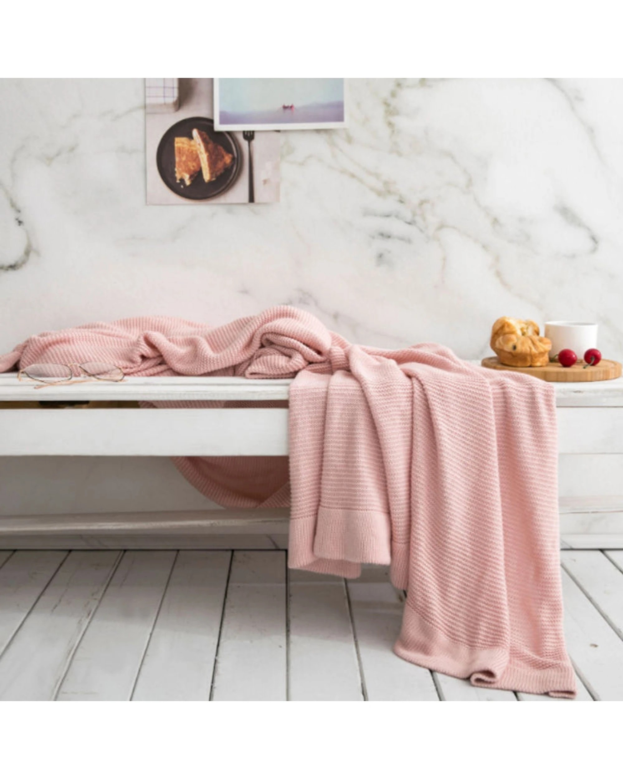 4 Cotton More Bamboo Fibre Knitted Ice Silk Textile Blanket 130x160cm - Pink, 4 of 4