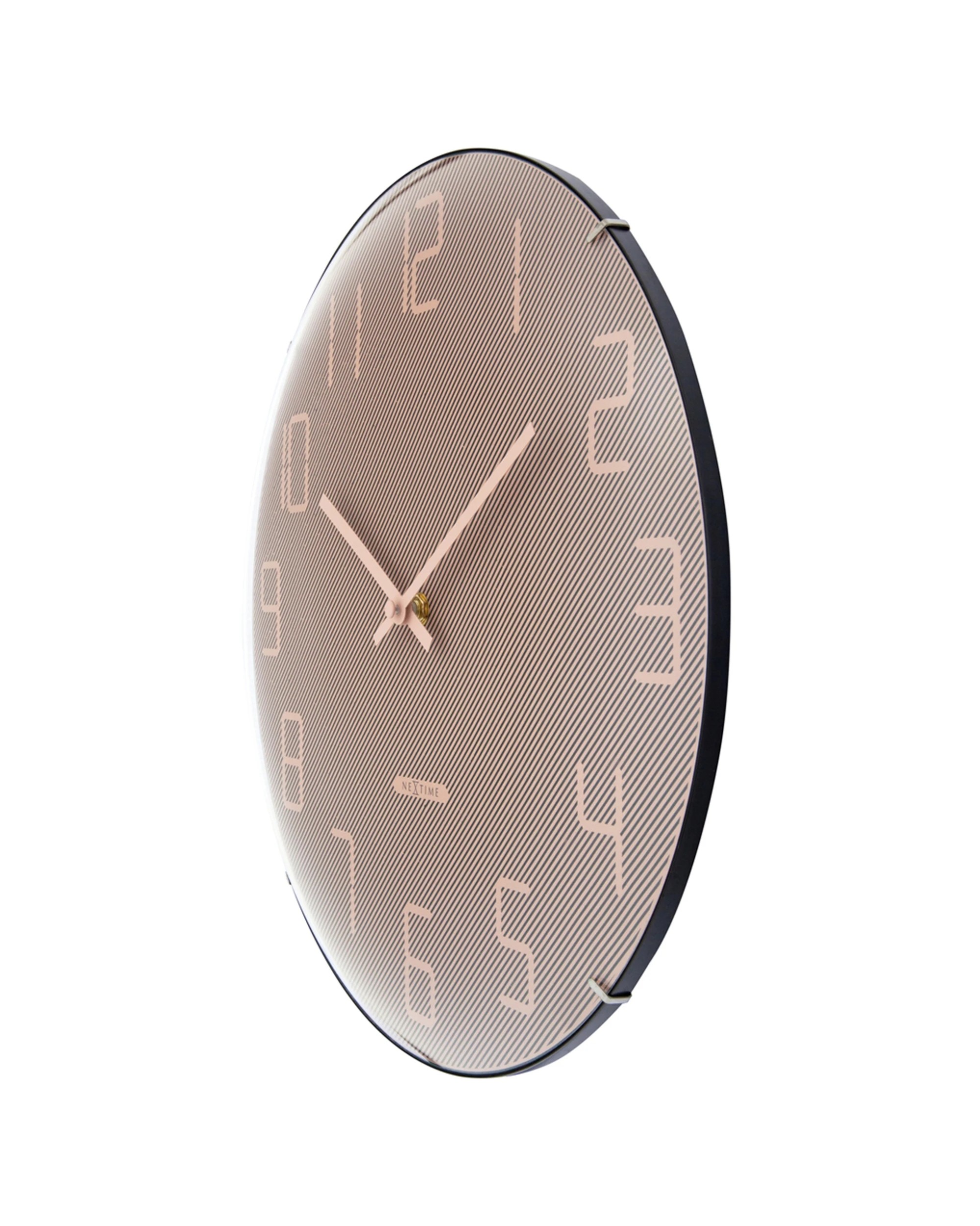 3 NEXTIME 35cm Shade Wall Clock Silent Sweep Dome Glass Cover Retro Digital - Pink, 3 of 5
