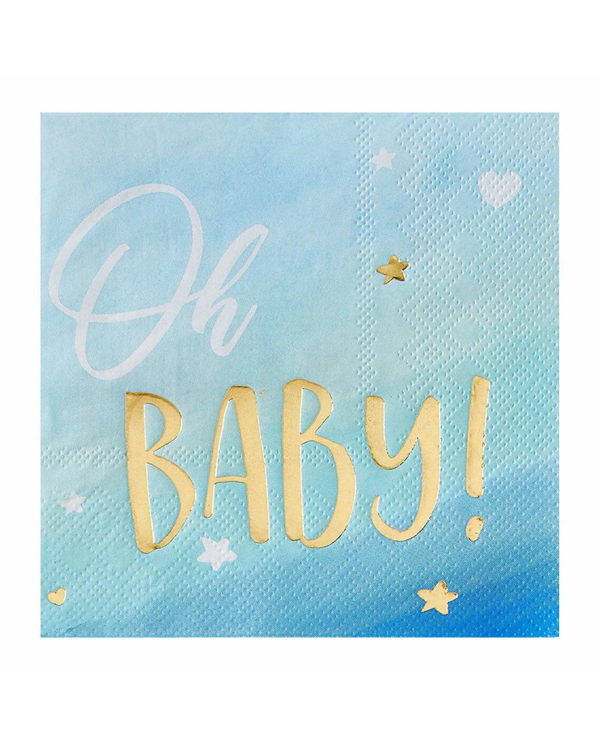 1 Anagram Oh Baby Boy Small Napkins Serviettes Pack of 16 - Blue, 1 of 1