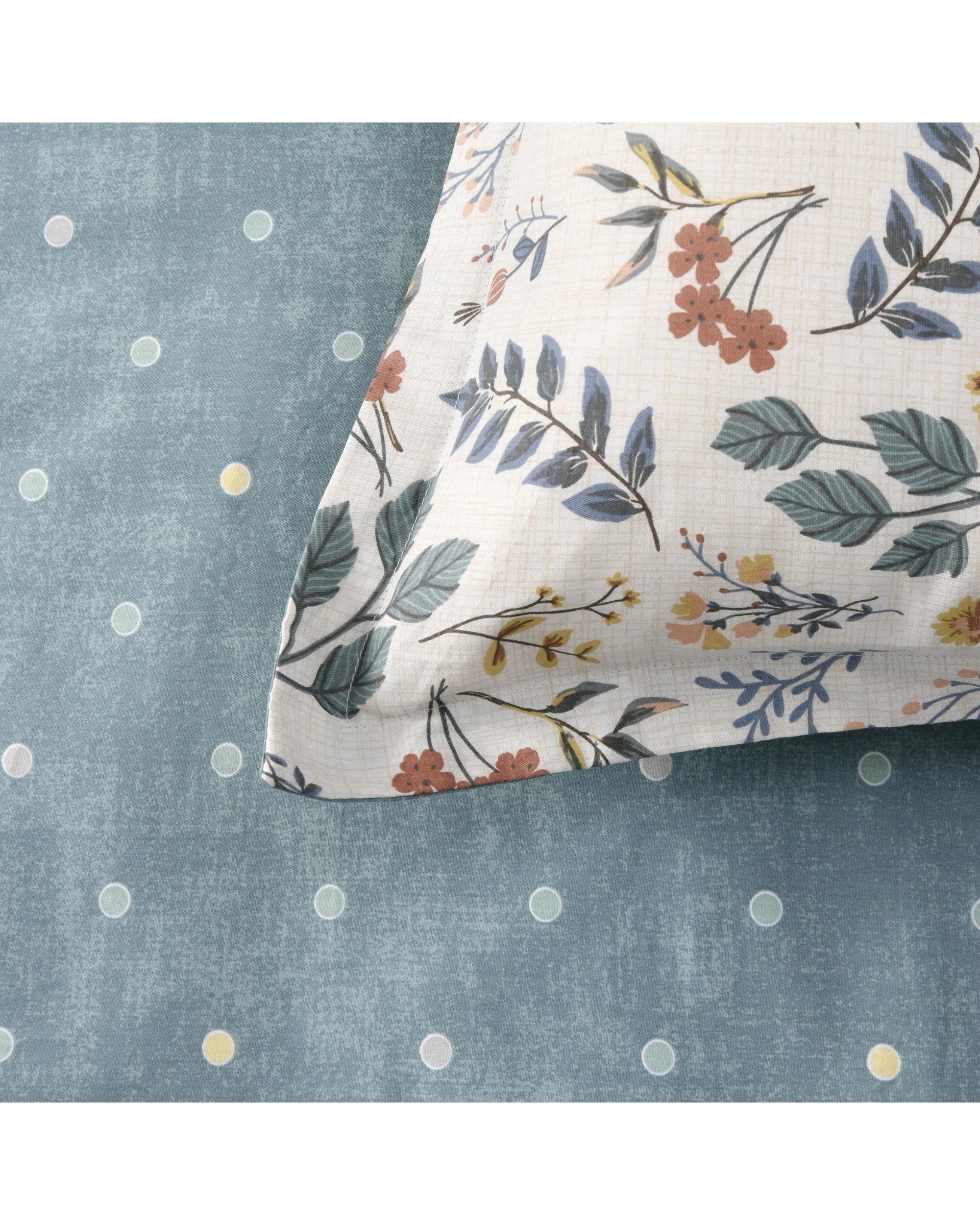 5 Dreamaker Vermont 100% Cotton Reversible Quilt Cover Set - Queen Bed - Floral Teal, 5 of 8